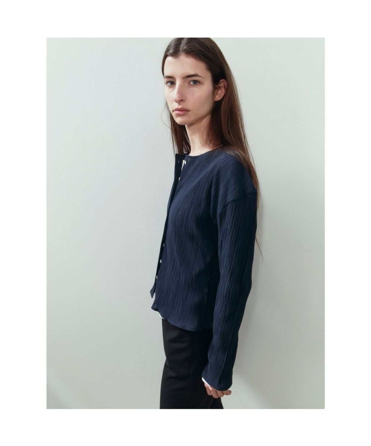 앙개(ANGGAE) Pleats Cardigan  Navy
