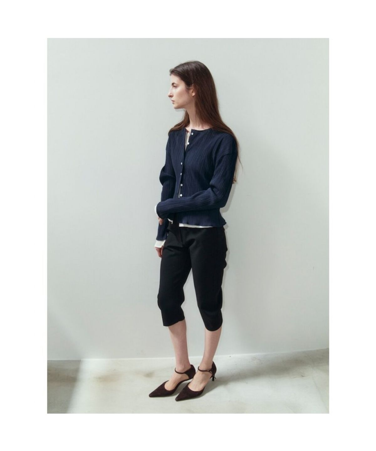 앙개(ANGGAE) Pleats Cardigan  Navy