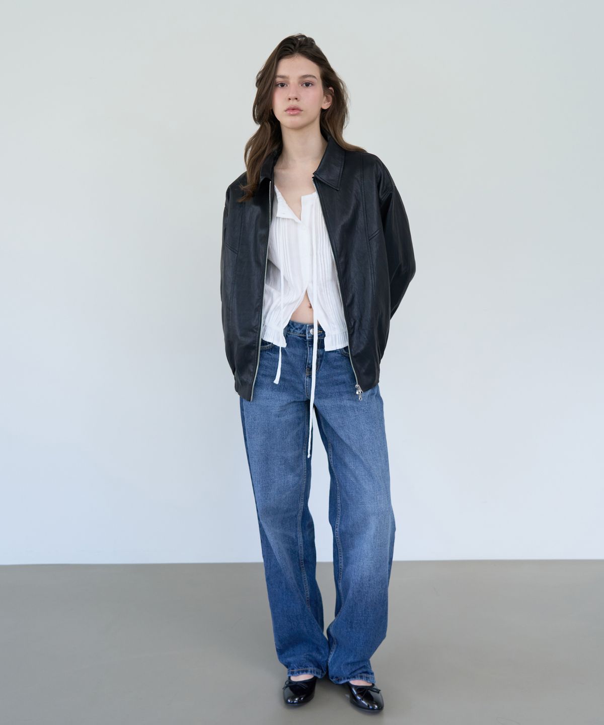 로시로우(LOSSYROW) Two-way Vegan Leather Jacket
