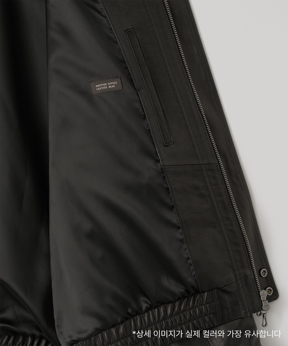 어나더 오피스(ANOTHER OFFICE) Lambskin Stand-Collar Blouson (Black)