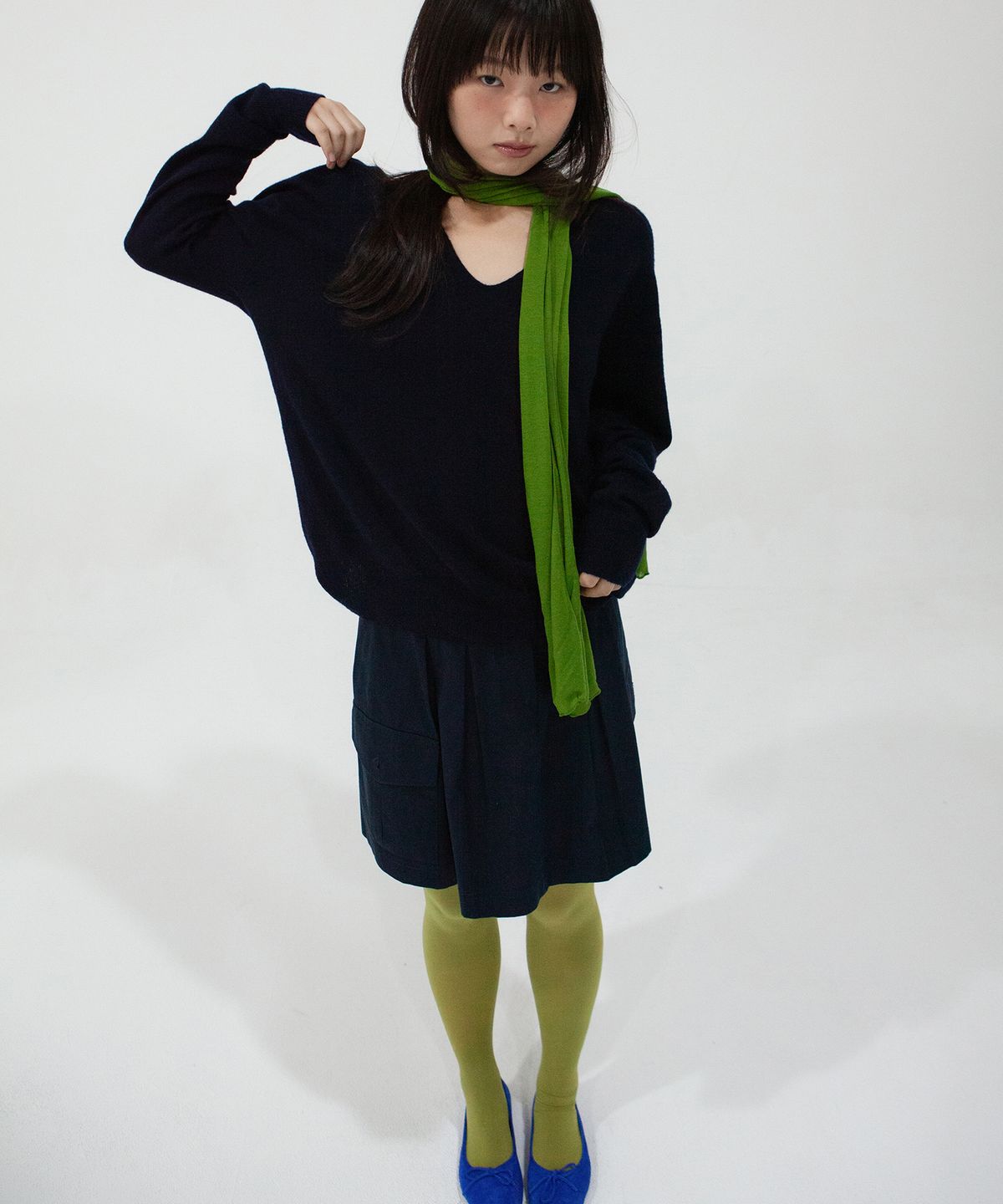 지지(GEEGEE) soft tencel long scarf - green