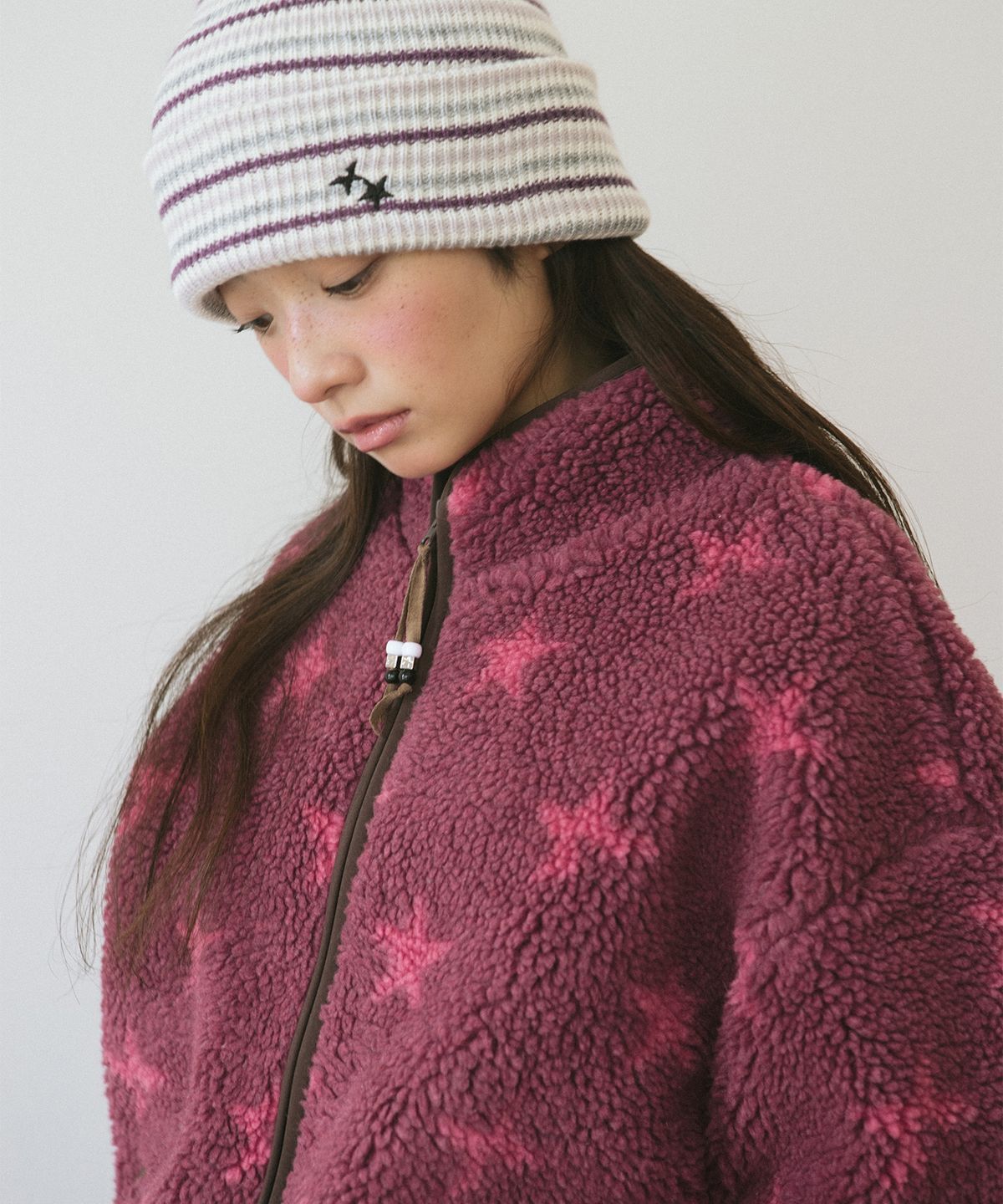 카비시(CAVISH) TWIN STAR FLEECE JACKET DEEP PINK(CV2GFFB961A)