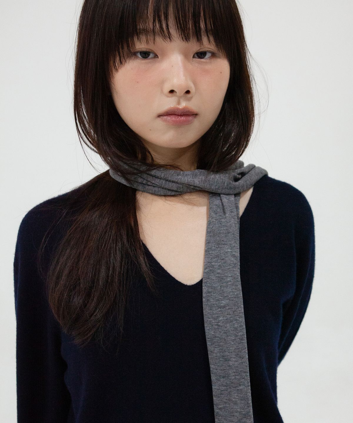 지지(GEEGEE) soft tencel long scarf - grey