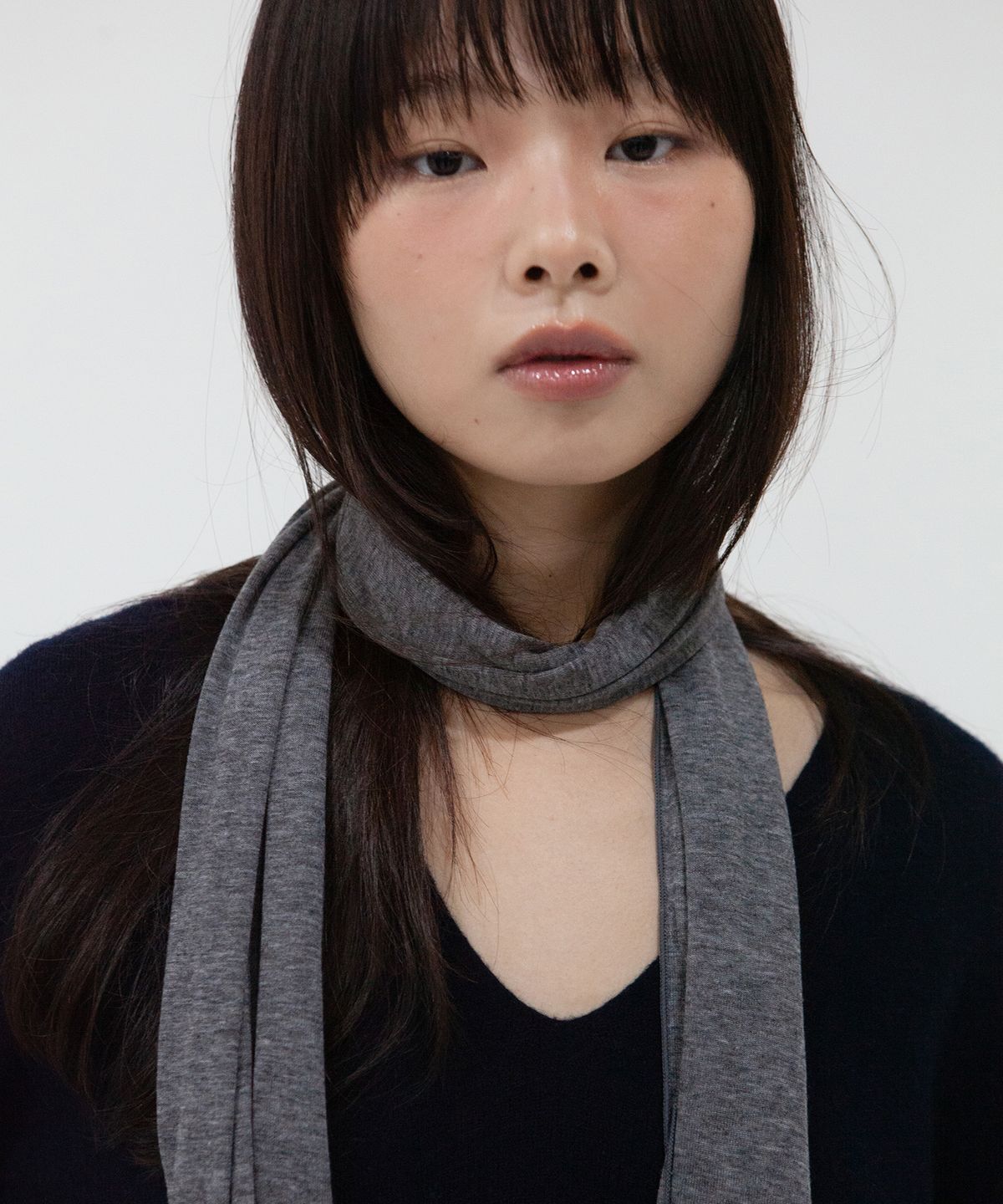 지지(GEEGEE) soft tencel long scarf - grey