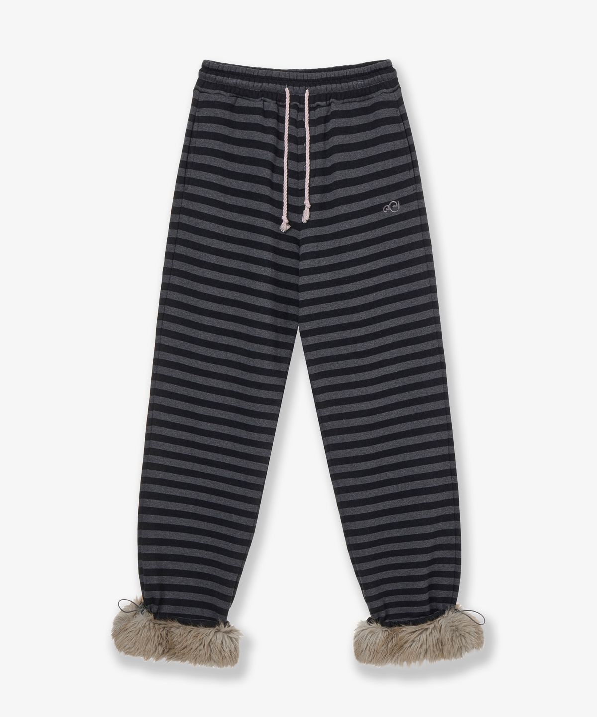 에이이에이이(AEAE) STRIPE FUR SWEATPANTS [CHARCOAL]