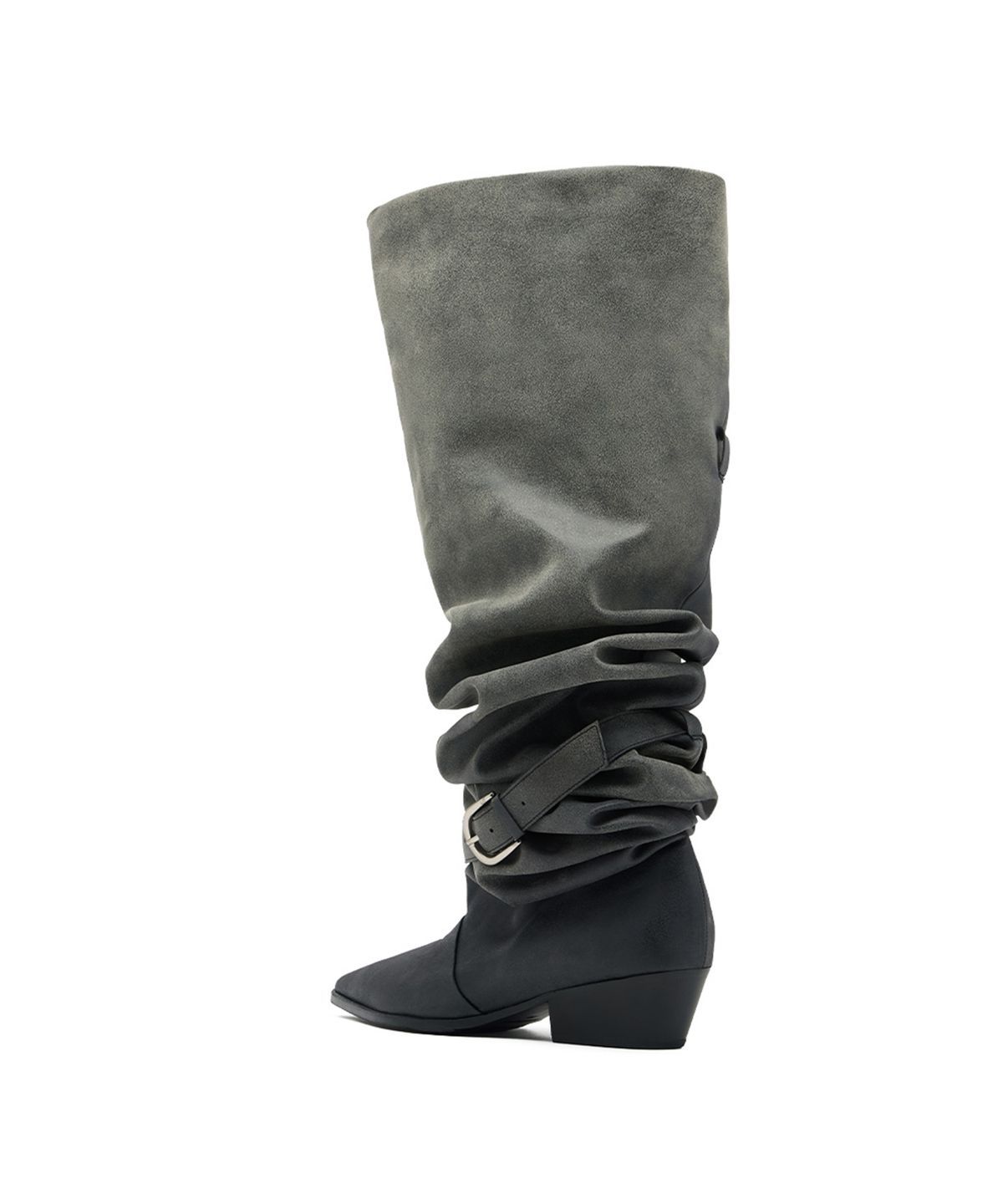 네거티브쓰리(NEGATIVETHREE) [OJOS X NEGATIVETHREE] Kimera Knee-High Draping Boots_Dusty Grey