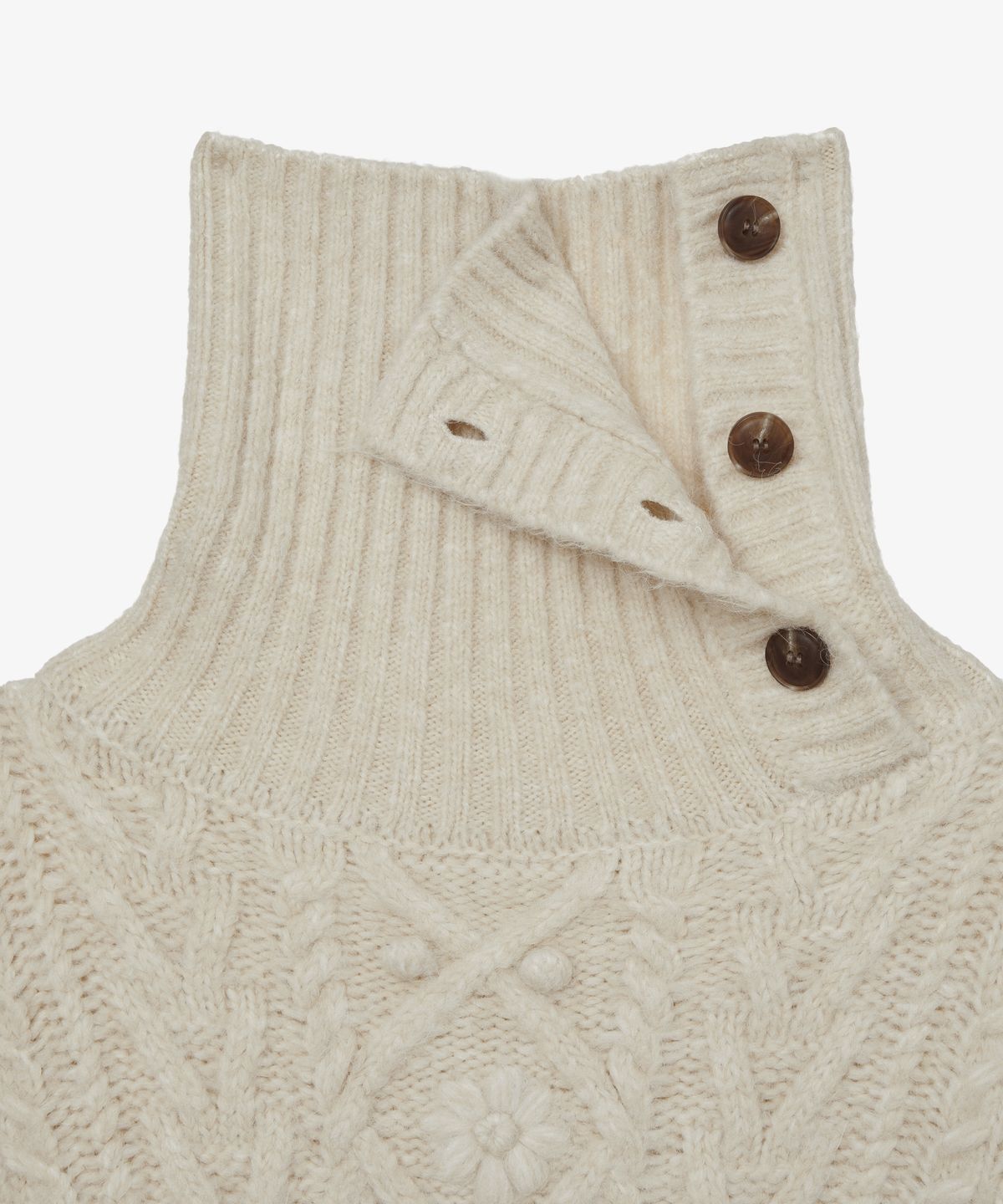 에이이에이이(AEAE) HIGH NECK CABLE KNIT [IVORY]