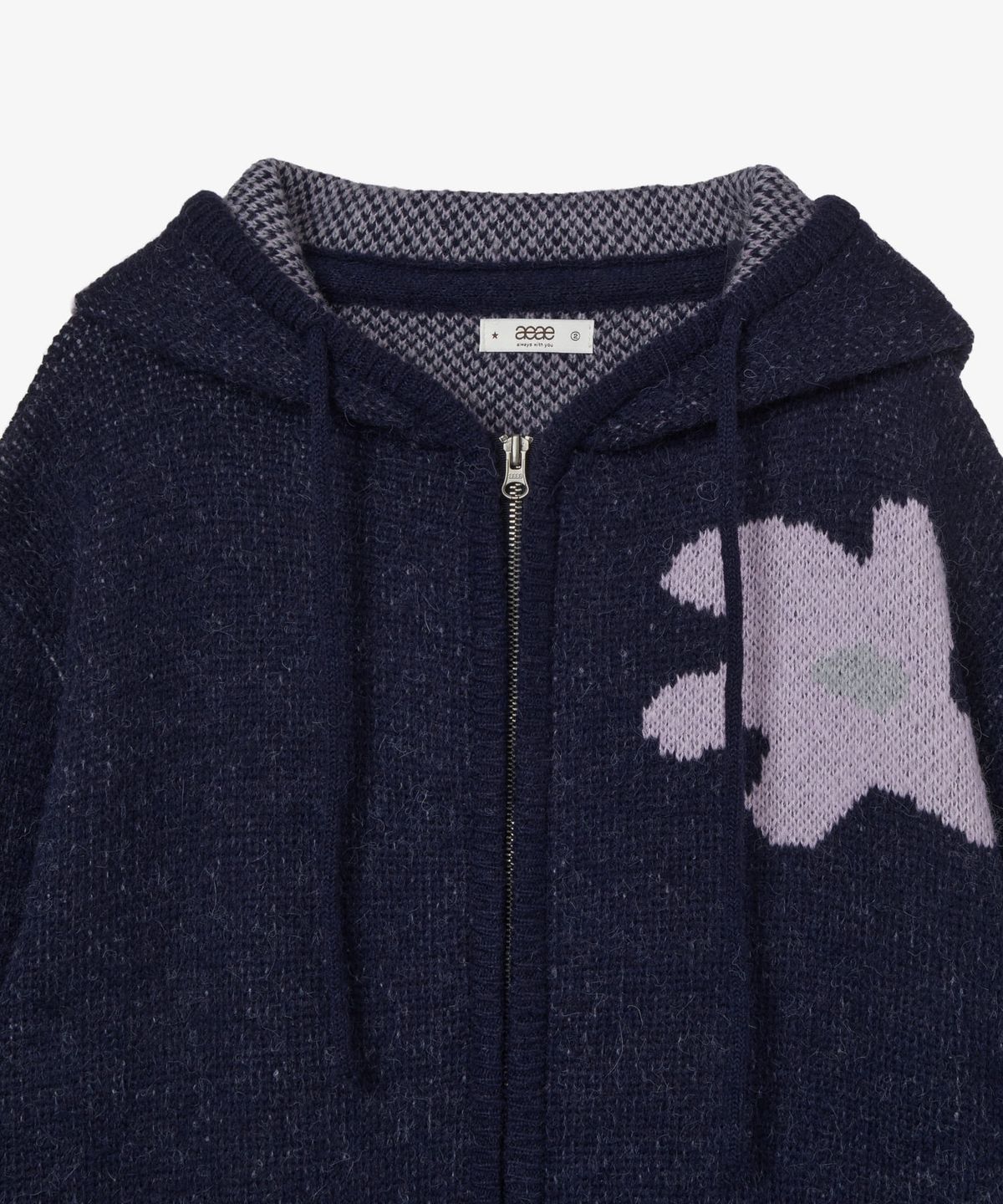 에이이에이이(AEAE) DAISY KNIT HOODIE [NAVY]
