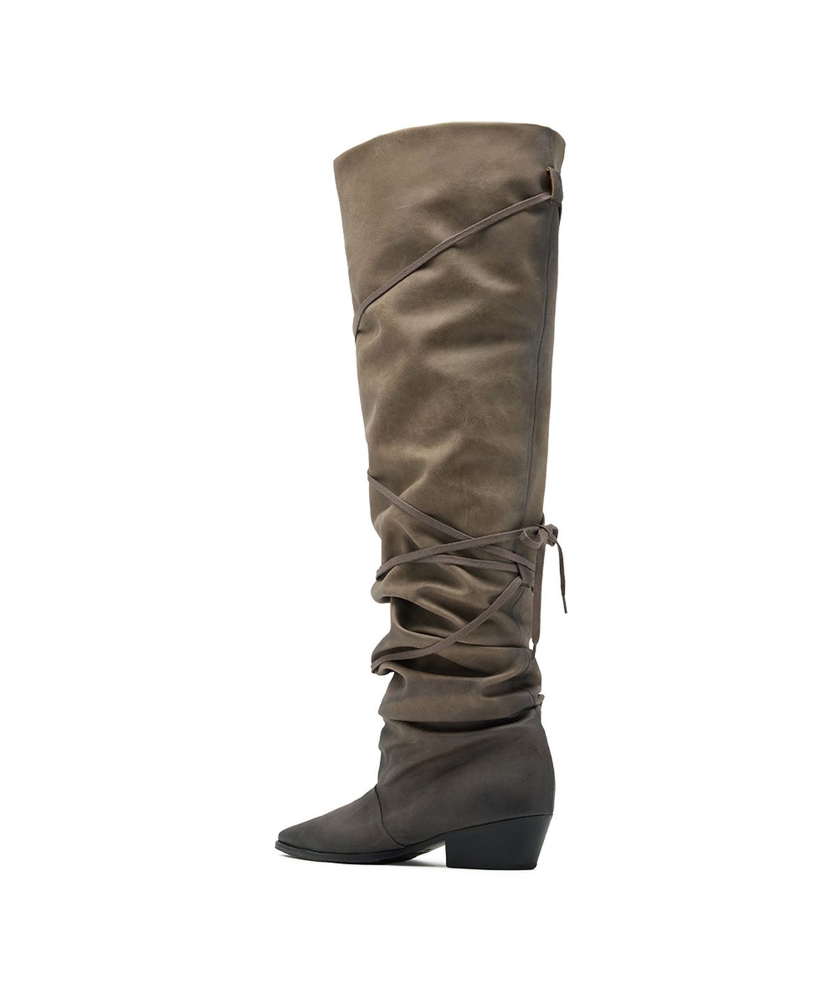 네거티브쓰리(NEGATIVETHREE) [OJOS X NEGATIVETHREE] Kimera Knee-High Draping Boots_Dusty Beige