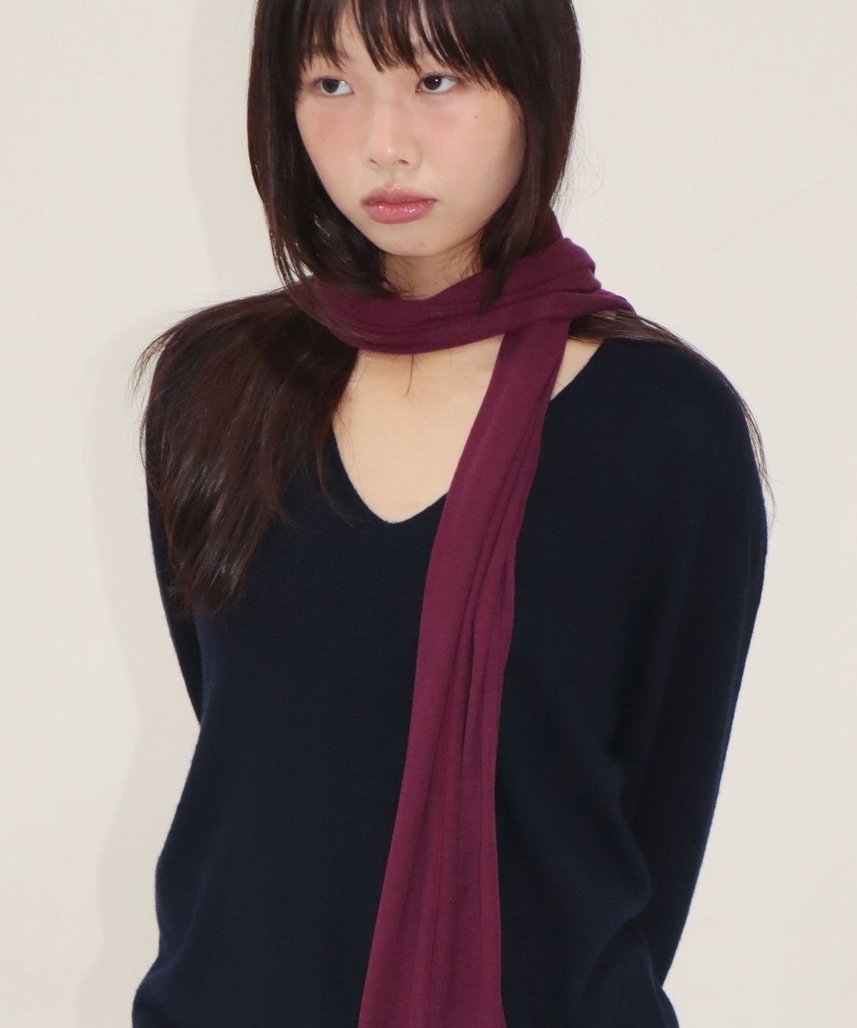 지지(GEEGEE) soft tencel long scarf - wine