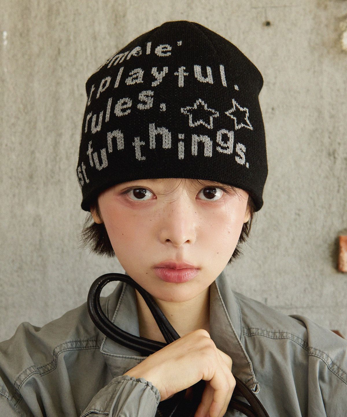 마우그(MAUG) 피핀 자카드 비니 블랙