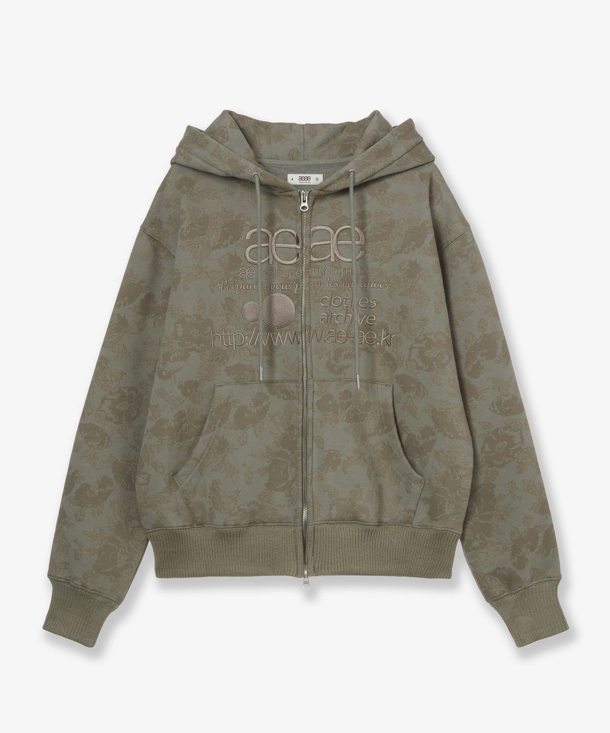 에이이에이이(AEAE) WEB LOGO FUR HOOD ZIP UP [KHAKI]