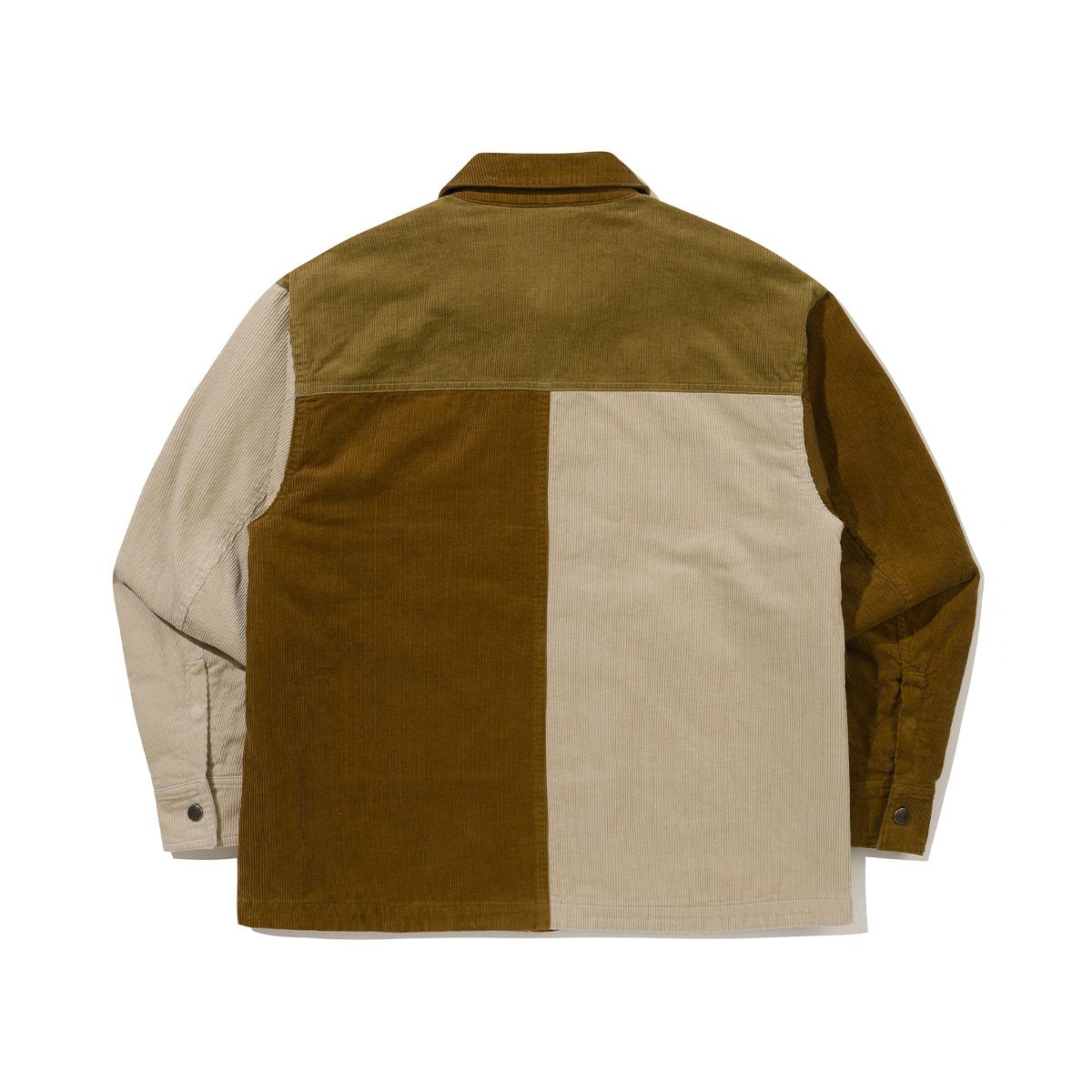 코닥(KODAK) 브라우니 컬러블록 코듀로이 패딩 셔켓 BEIGE