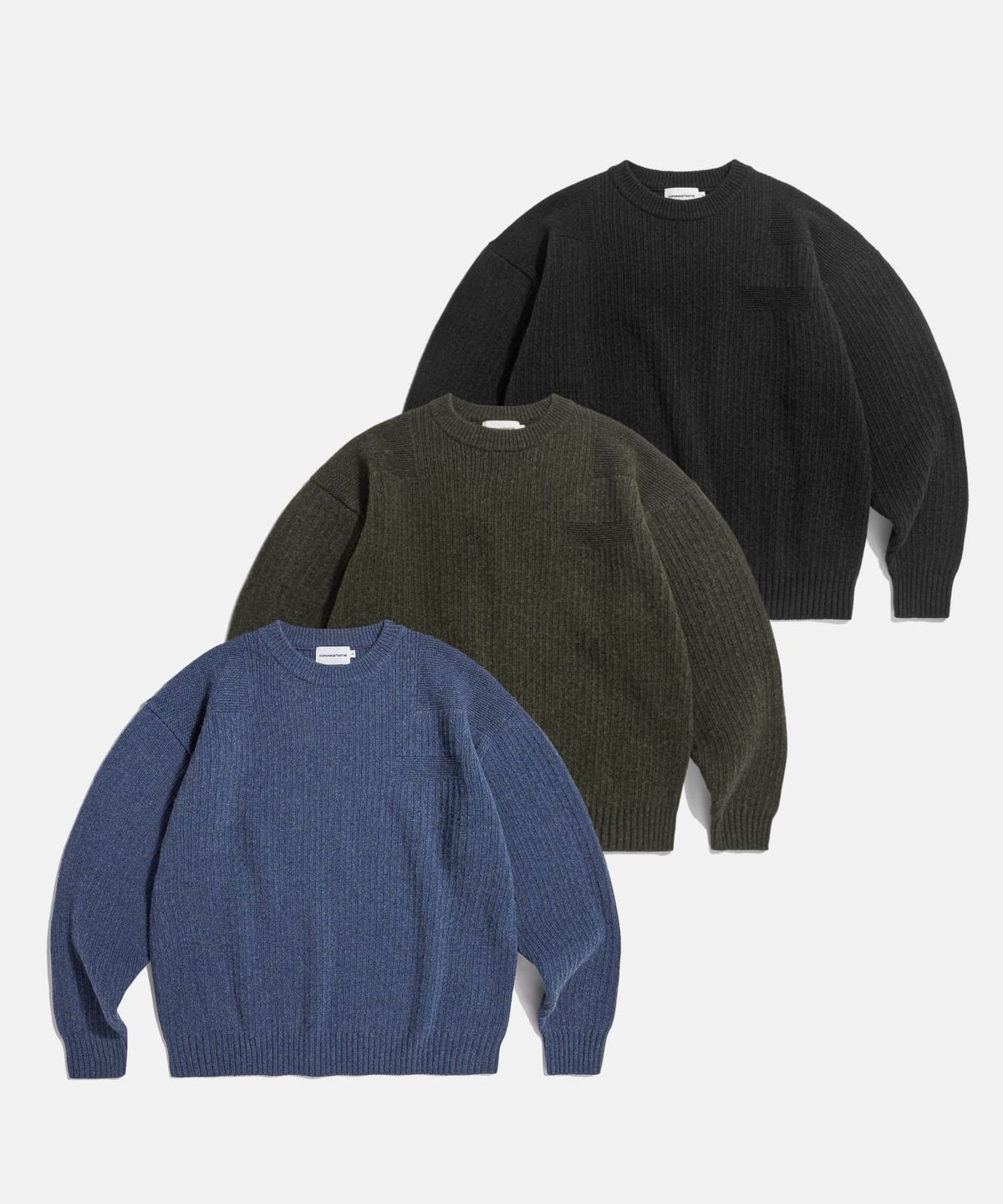 에스피오나지(ESPIONAGE) Commando Knit Sweater Denim Blue
