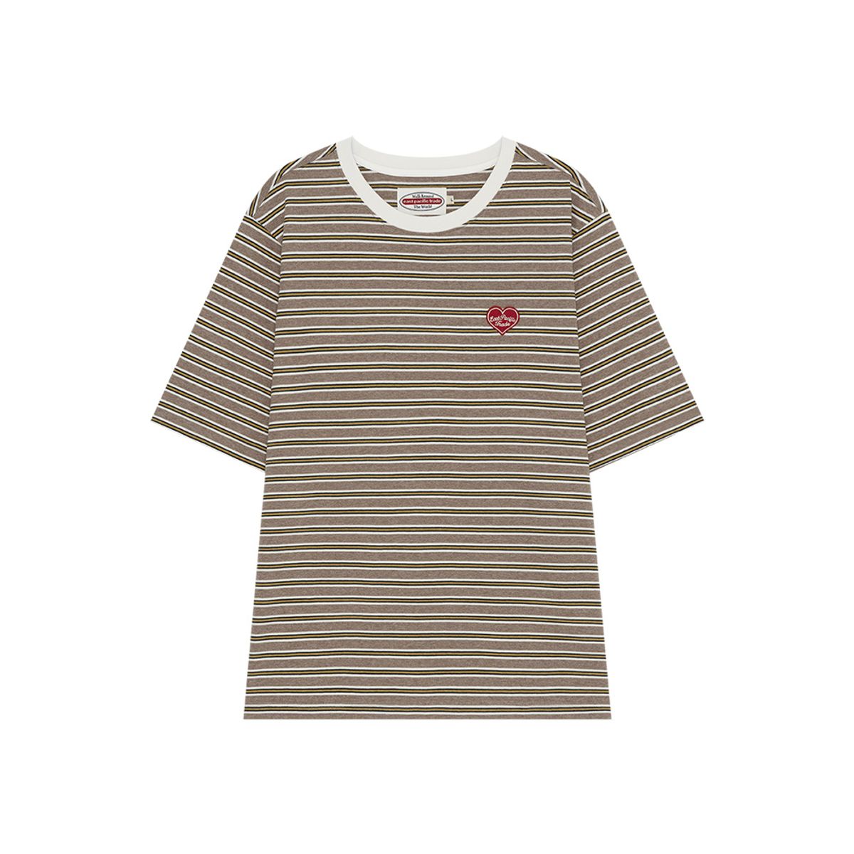 이피티(EPT) HEART LOGO STRIPED T-SHIRT_BROWN