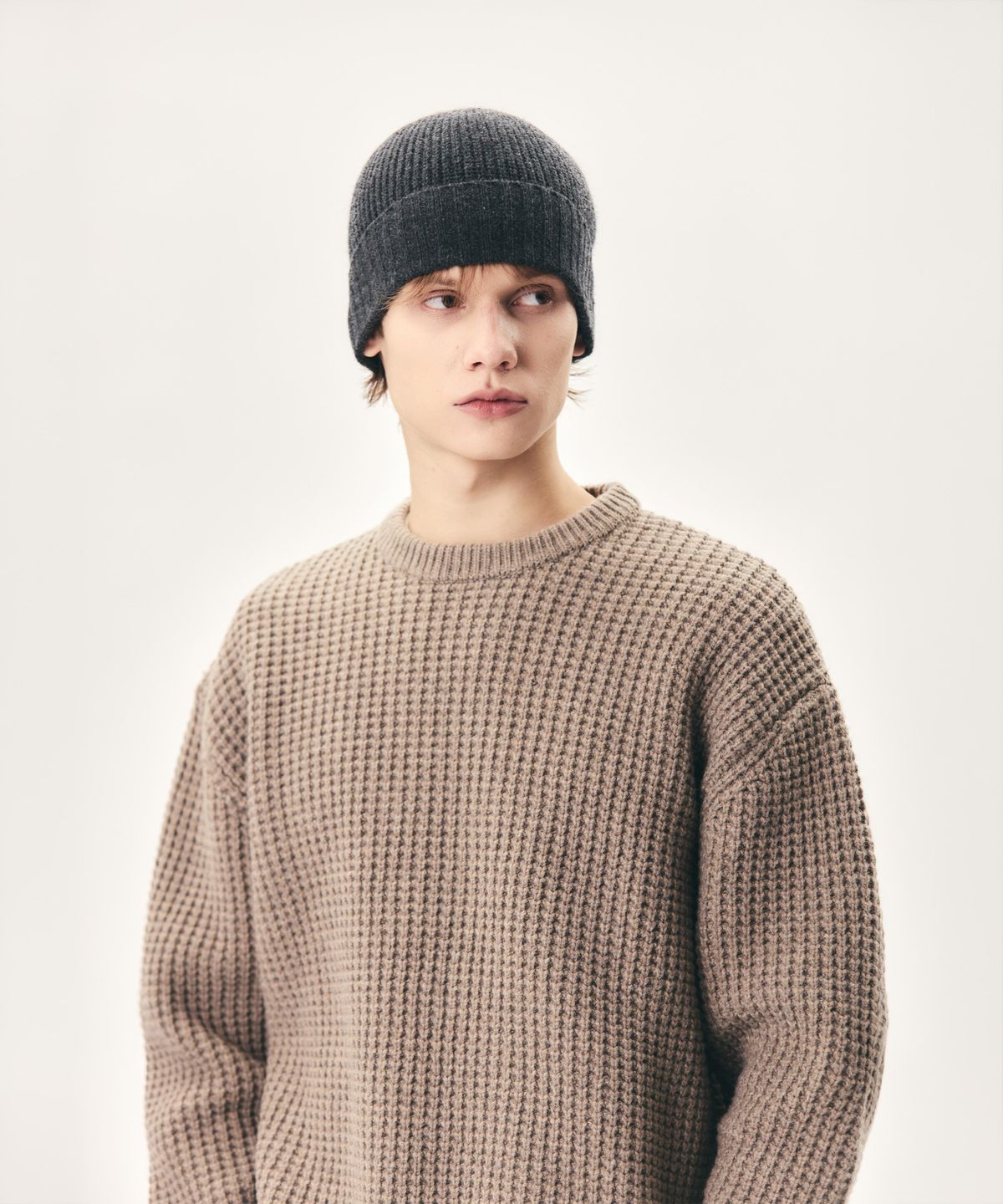 에스피오나지(ESPIONAGE) Heavyweight Waffle Knit Sweater Dust
