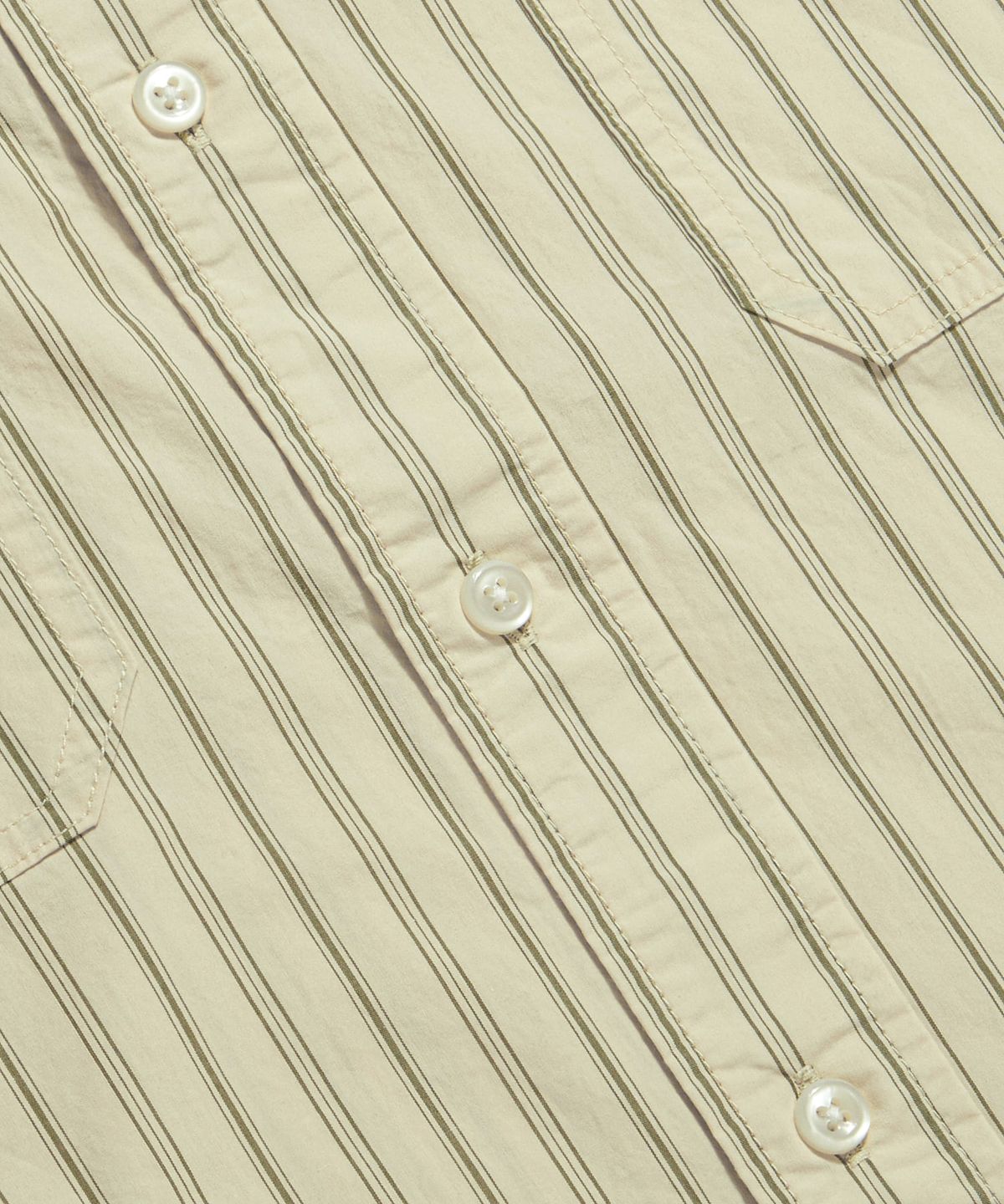 에스피오나지(ESPIONAGE) Vintage Stripe 2 Pocket Shirt Cream