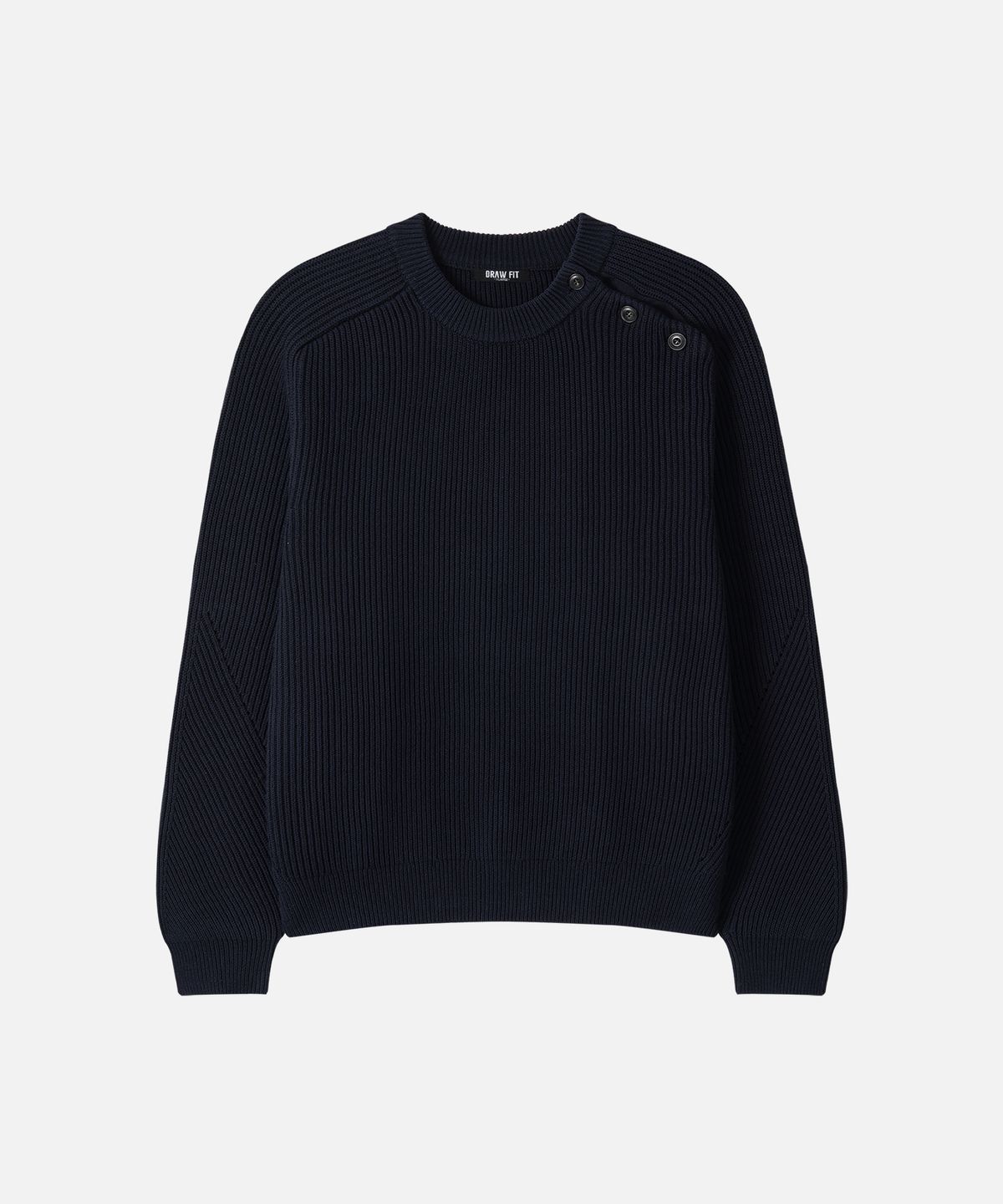 드로우핏(DRAW FIT) 베일리 슬릿 버튼 풀오버 니트 [DARK NAVY]