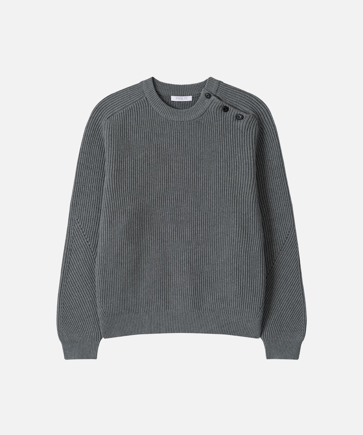 드로우핏(DRAW FIT) 베일리 슬릿 버튼 풀오버 니트 [MELANGE GREY]