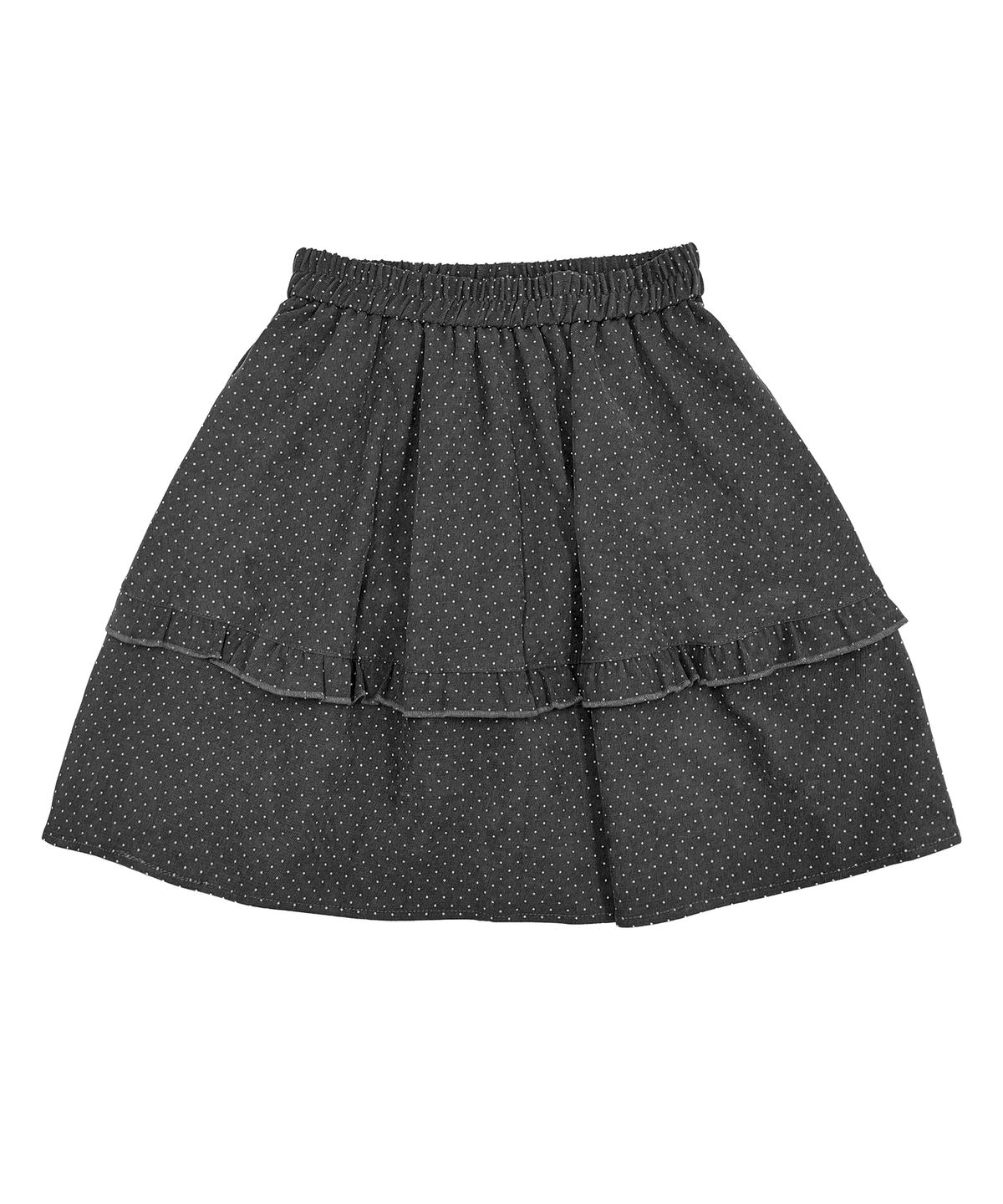 나이엔(NAAIEEN) 코듀로이 도트 프릴 미디 스커트 차콜