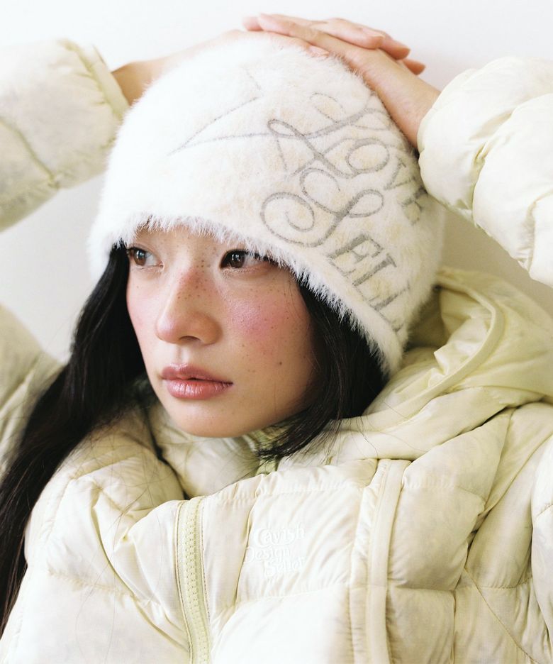 LOVE SELLER LEOPARD KNIT BEANIE IVORY(CV2GFUAB31A)