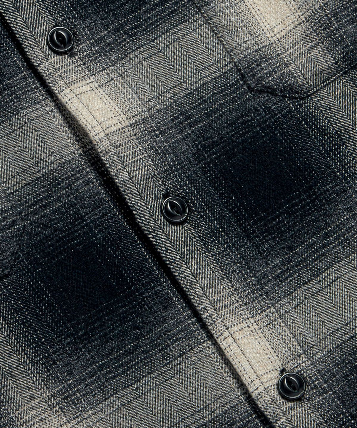 에스피오나지(ESPIONAGE) Flannel 2 Pocket Shirt Black Ombre