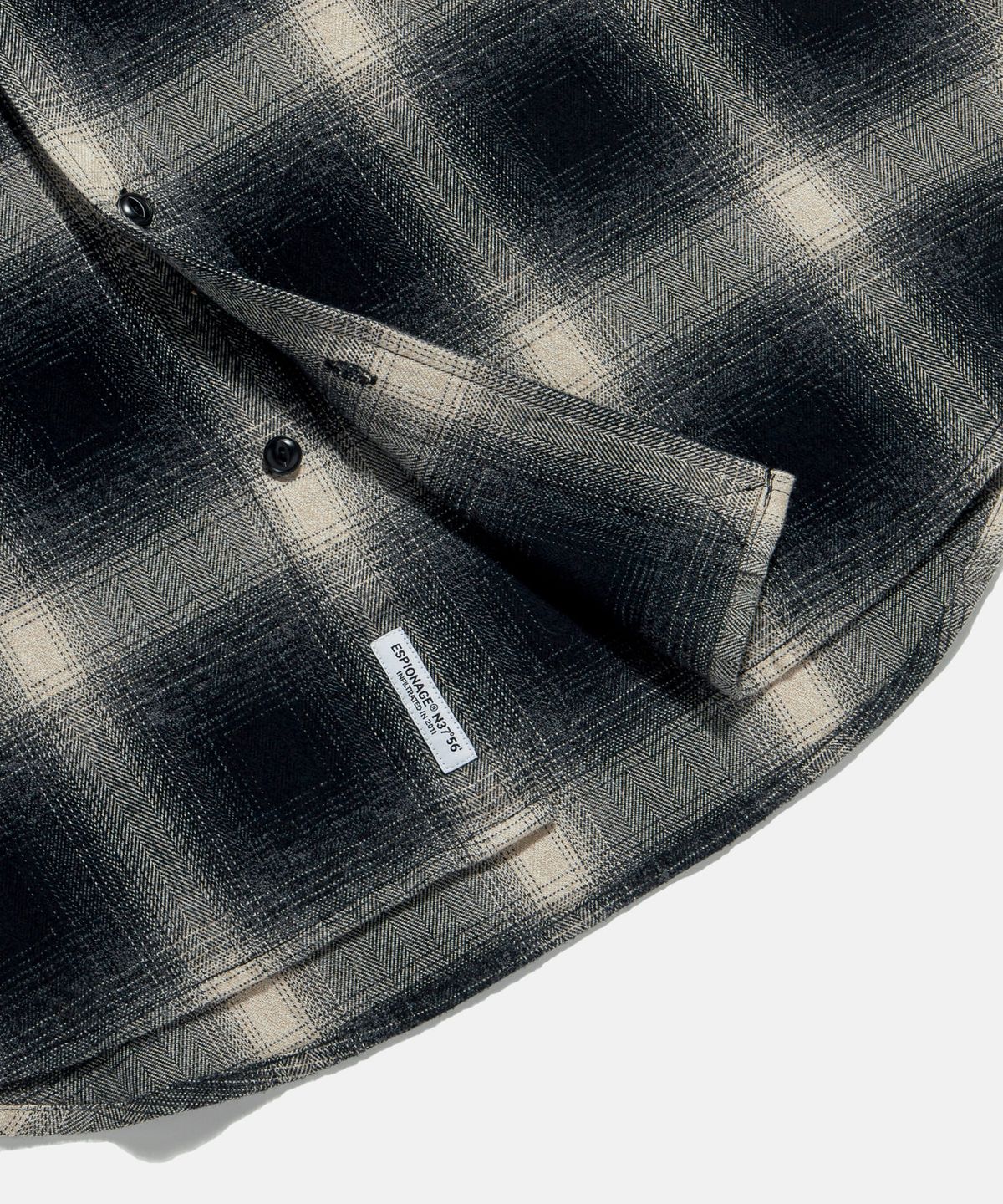 에스피오나지(ESPIONAGE) Flannel 2 Pocket Shirt Black Ombre