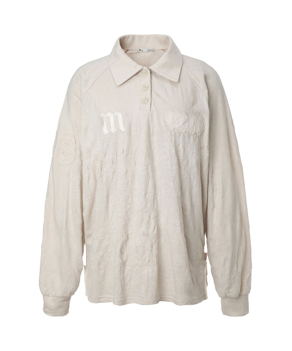 미레코(MIRECO) CRINKLED PATCH COLLAR T PINK BEIGE