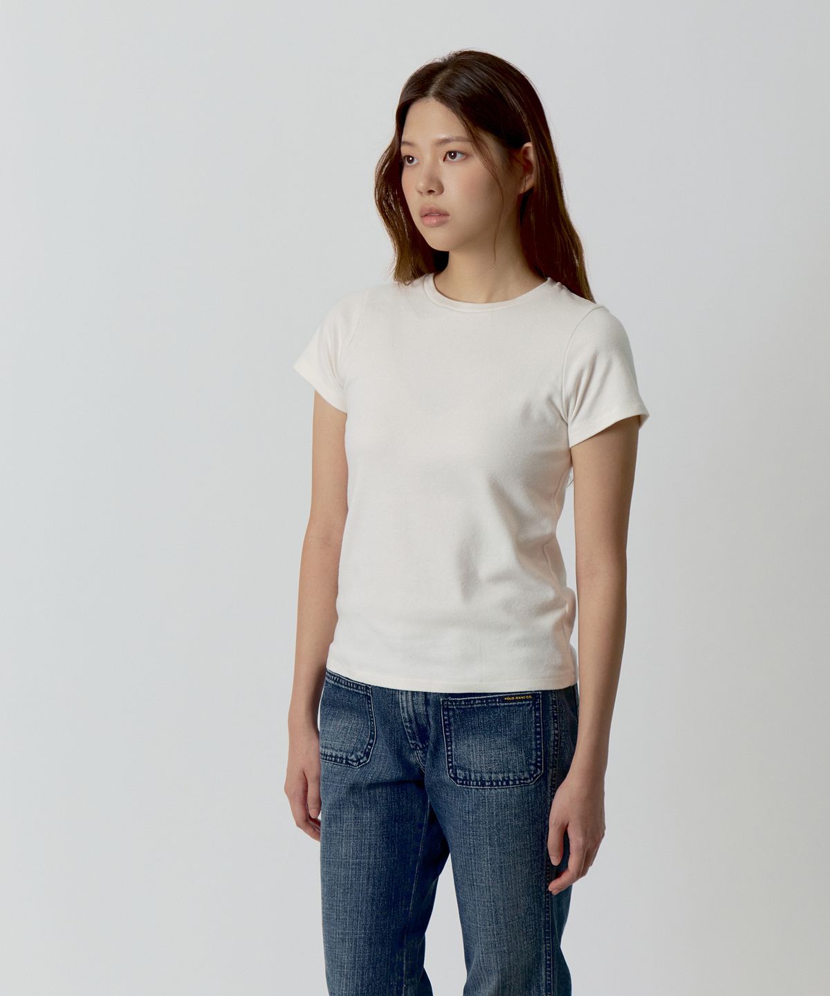 안아(AN-A) italian cotton fitted tee