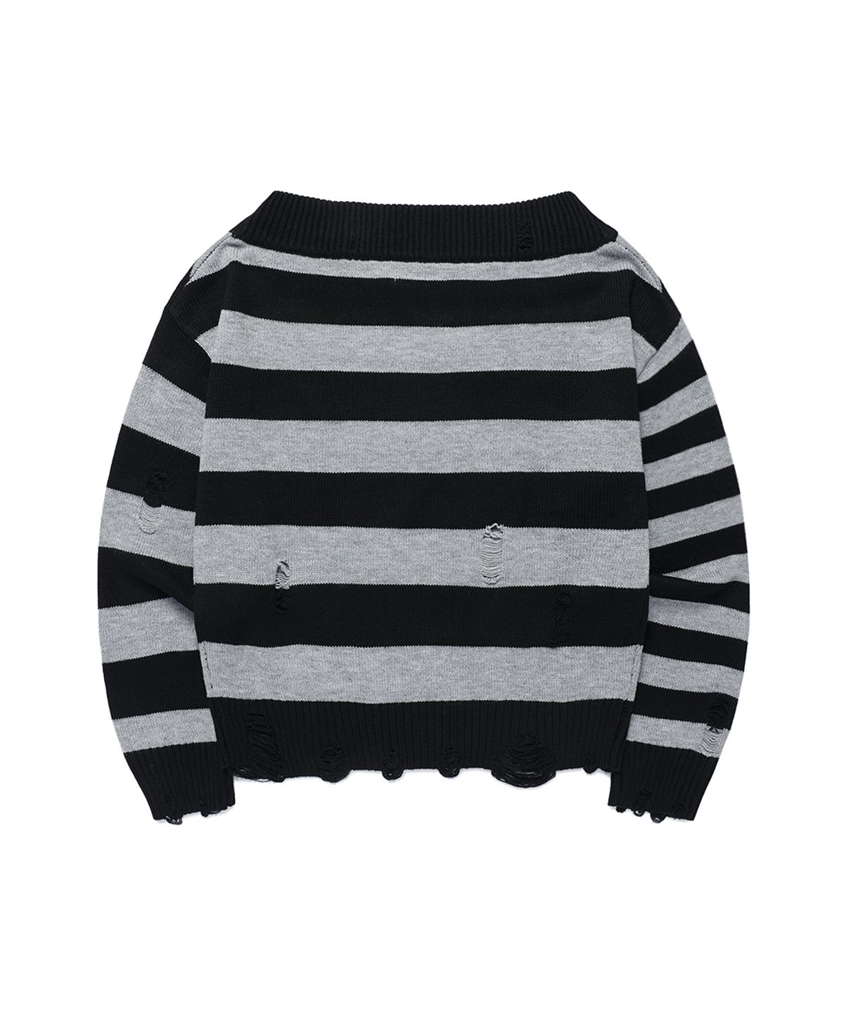 카비시(CAVISH) DAMAGED STAR STRIPE OFF SHOULDER KNIT BLACK(CV2GFFK620A)