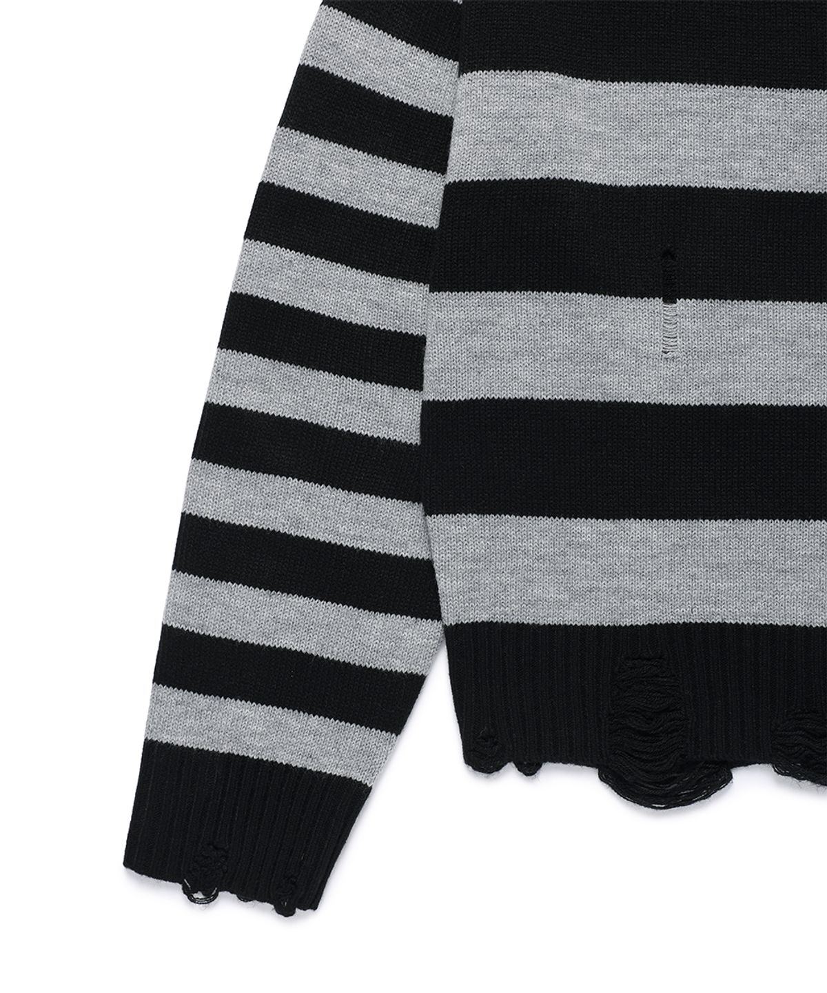 카비시(CAVISH) DAMAGED STAR STRIPE OFF SHOULDER KNIT BLACK(CV2GFFK620A)