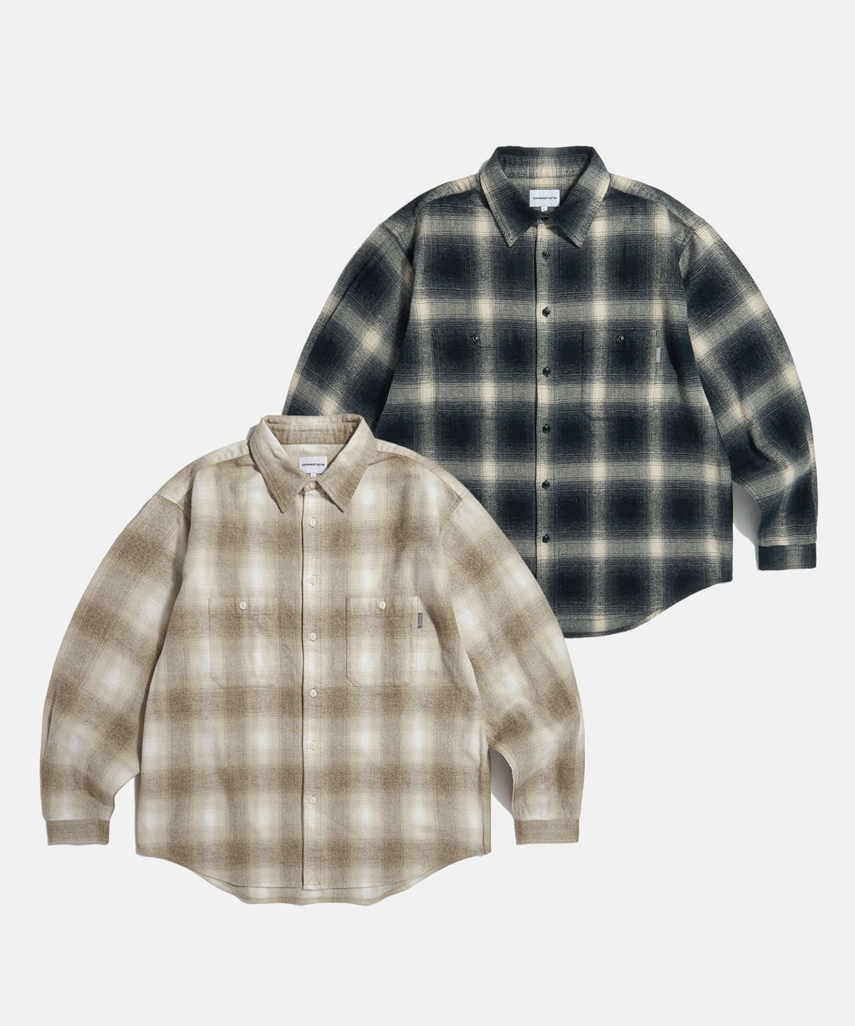 에스피오나지(ESPIONAGE) Flannel 2 Pocket Shirt Beige Ombre