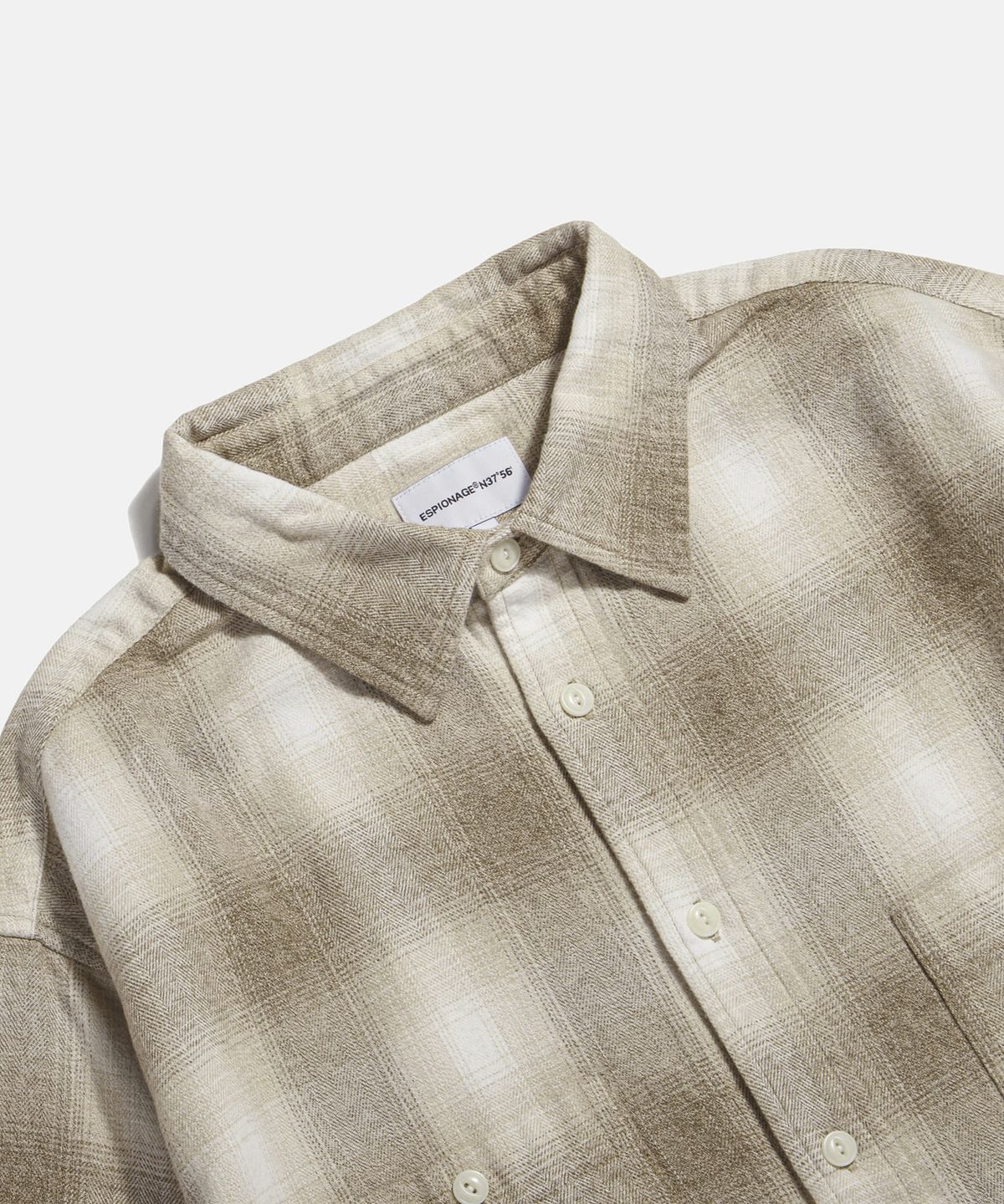 에스피오나지(ESPIONAGE) Flannel 2 Pocket Shirt Beige Ombre