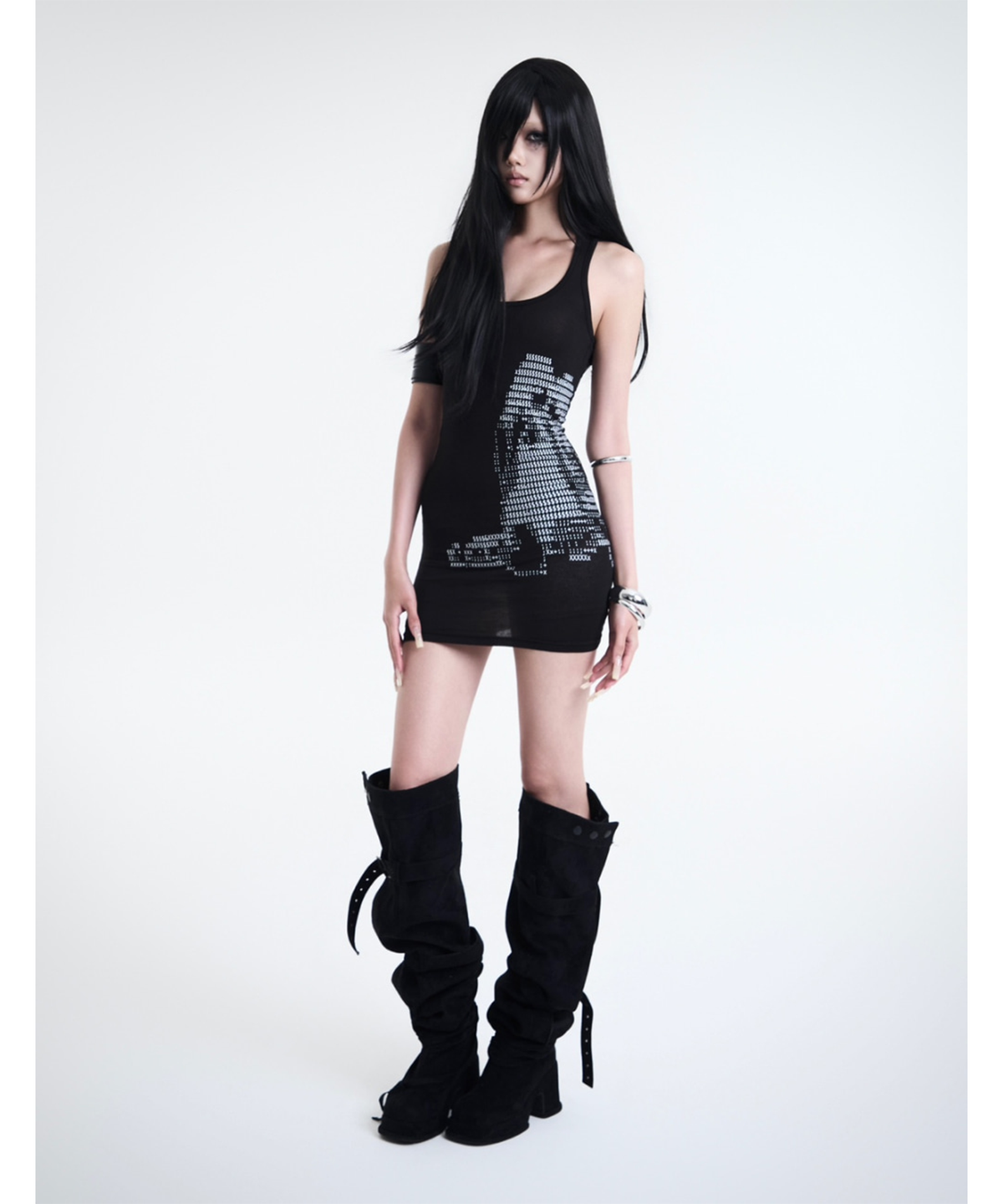 쿄이(KYOIII) TWIN GIRL TANK DRESS(BLACK)