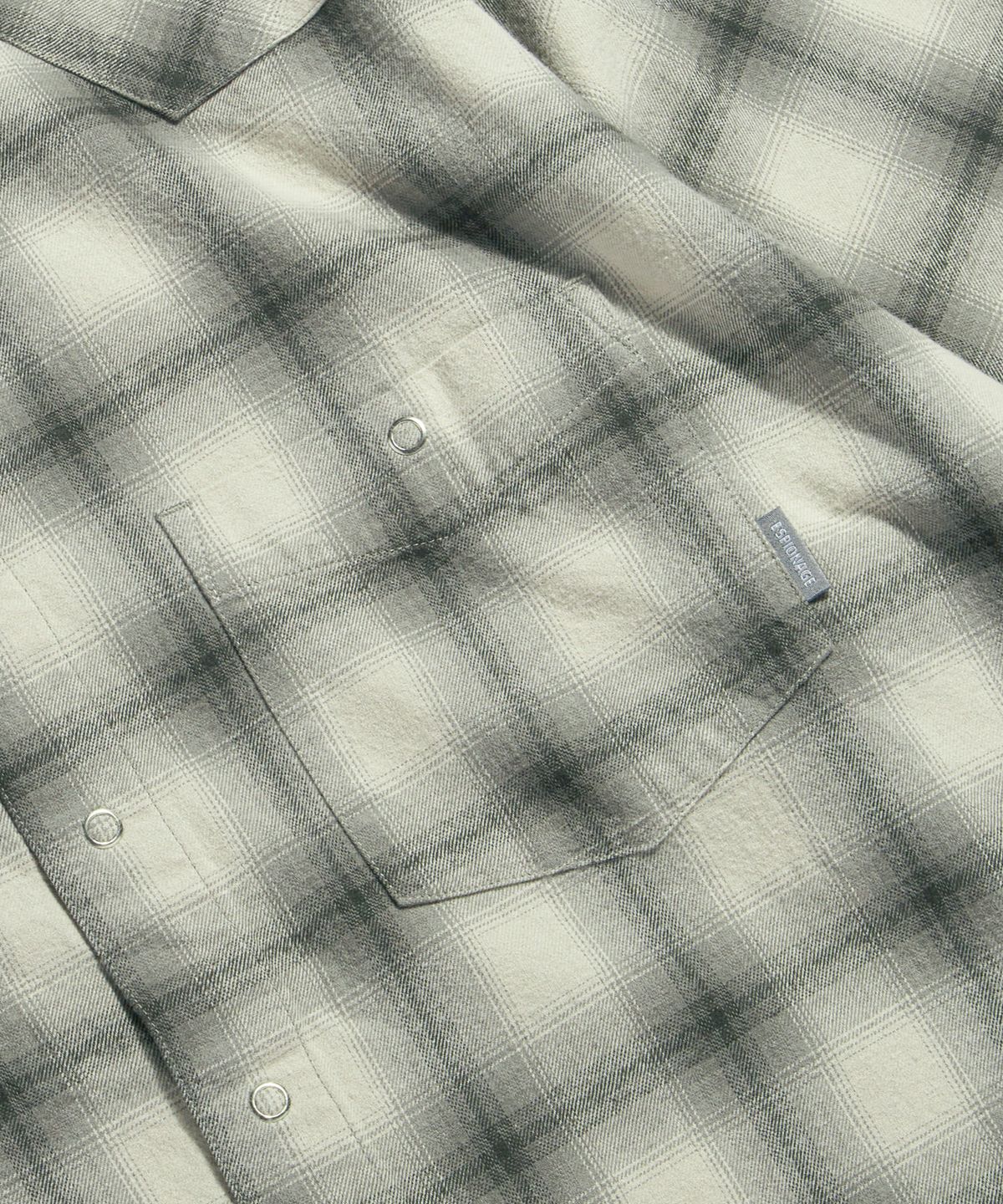 에스피오나지(ESPIONAGE) Ombre Plaid Western Shirt Grey