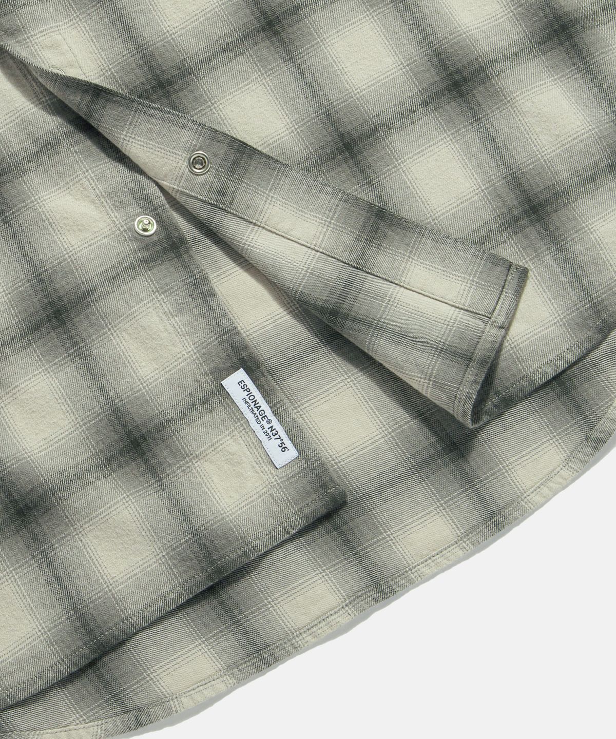 에스피오나지(ESPIONAGE) Ombre Plaid Western Shirt Grey