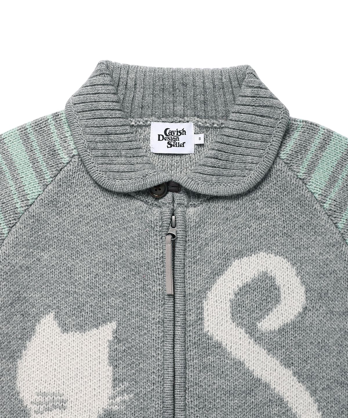 카비시(CAVISH) CATS BUTTON ZIP UP CARDIGAN GREY(CV2GFUK681A)