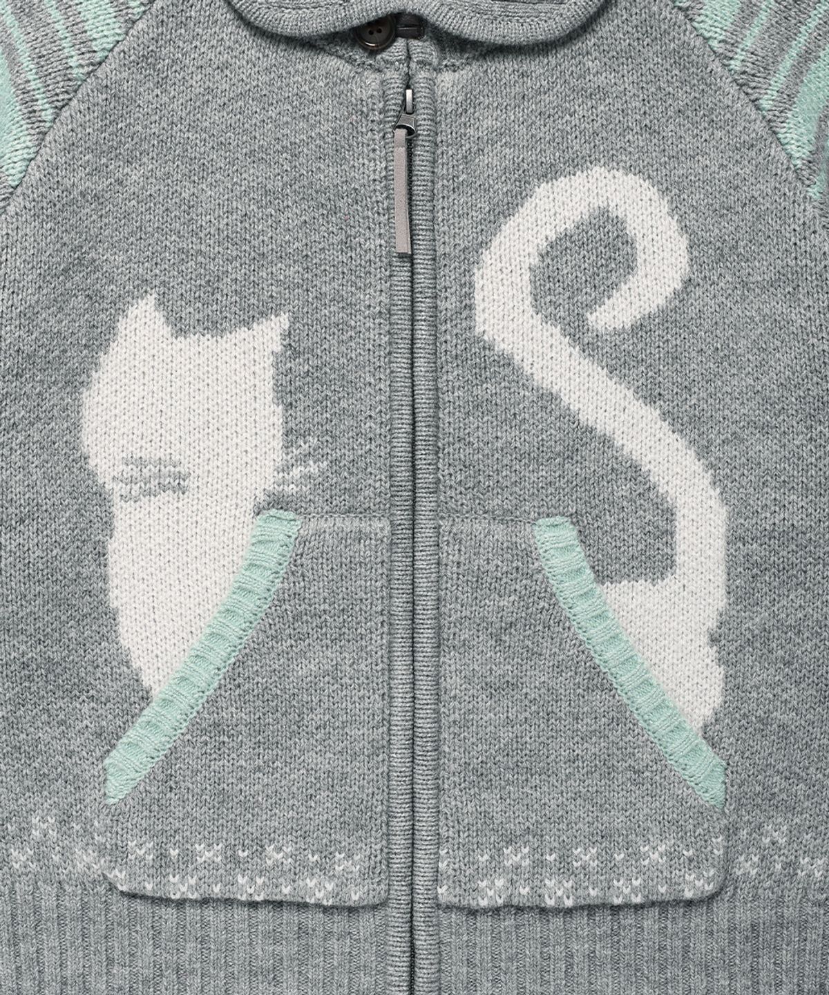 카비시(CAVISH) CATS BUTTON ZIP UP CARDIGAN GREY(CV2GFUK681A)