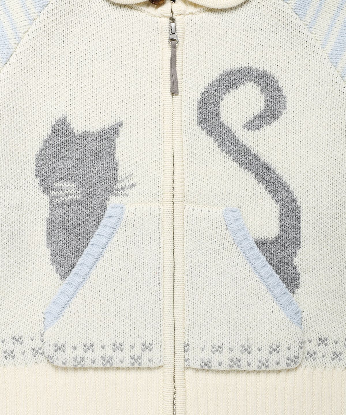 카비시(CAVISH) CATS BUTTON ZIP UP CARDIGAN IVORY(CV2GFUK681A)