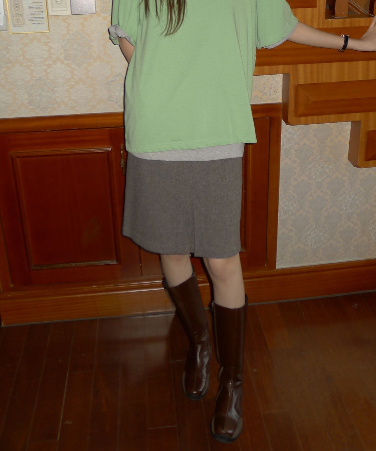 108파운드(108POUND) Urban Midi Skirt_Brown