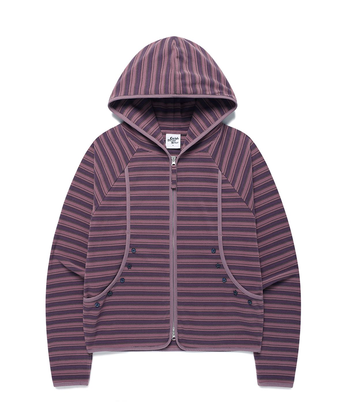 카비시(CAVISH) MULTI STRIPED FLEECE ZIP UP HOODIE PURPLE(CV2GFFM482A)