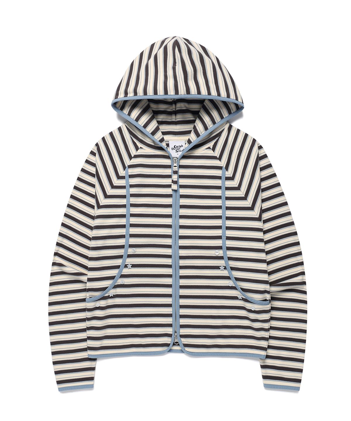 카비시(CAVISH) MULTI STRIPED FLEECE ZIP UP HOODIE GREY(CV2GFFM482A)