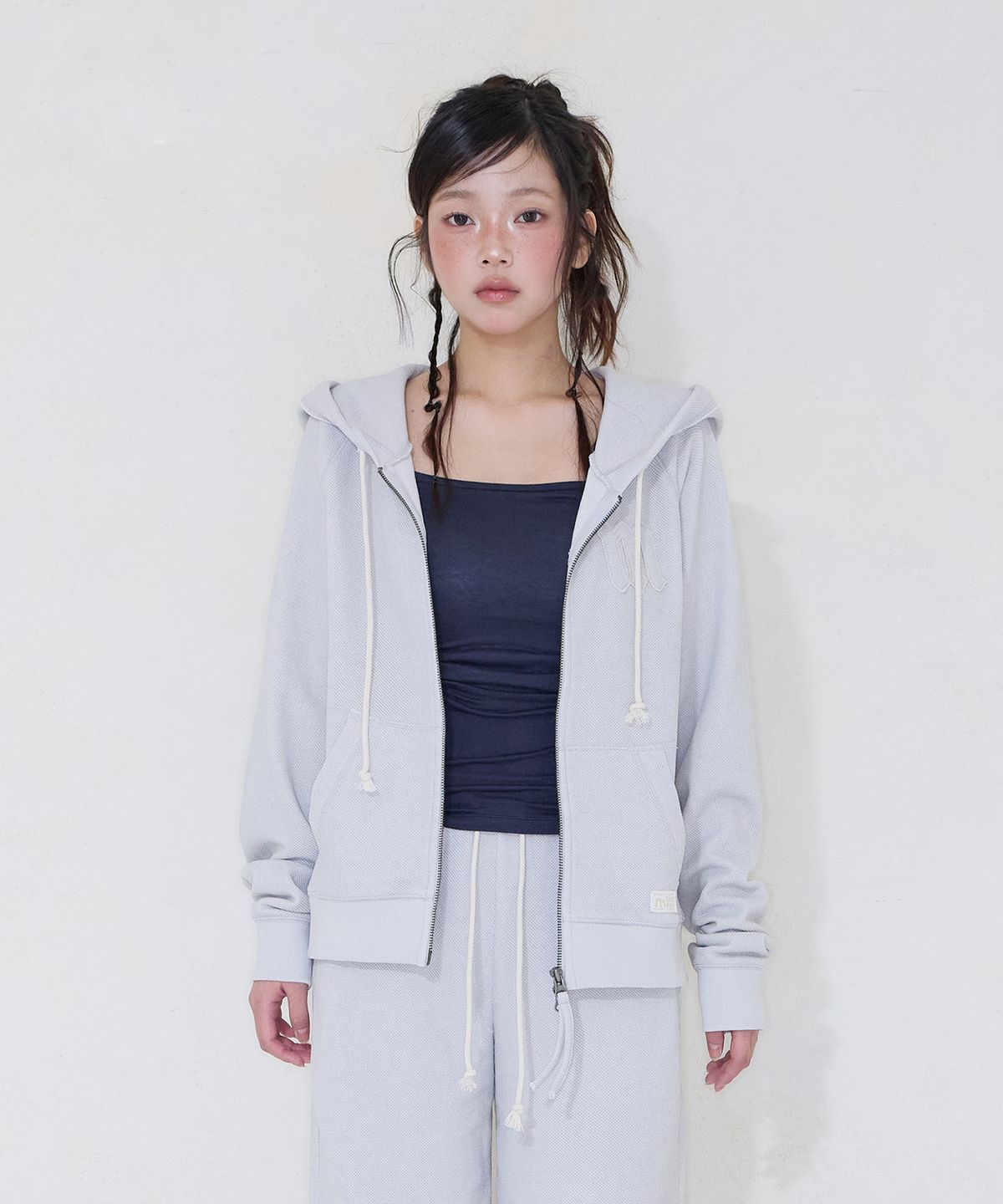 미레코(MIRECO) FADED PIGMENT HOOD ZIP-UP GREY