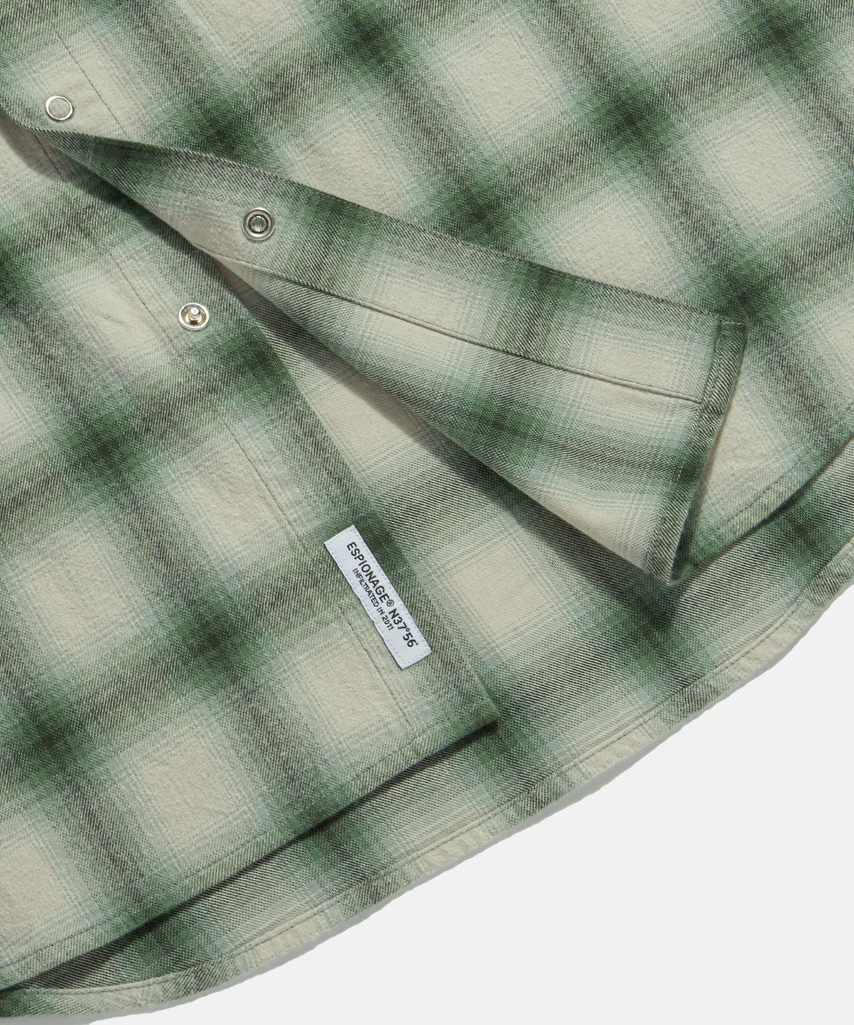 에스피오나지(ESPIONAGE) Ombre Plaid Western Shirt Green