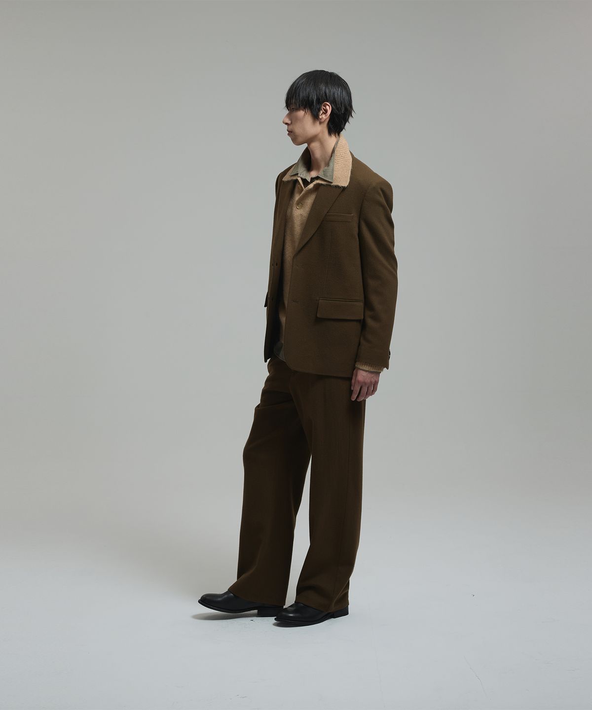 넌블랭크(NONBLANK) 울 플란넬 루즈핏 팬츠_BROWN