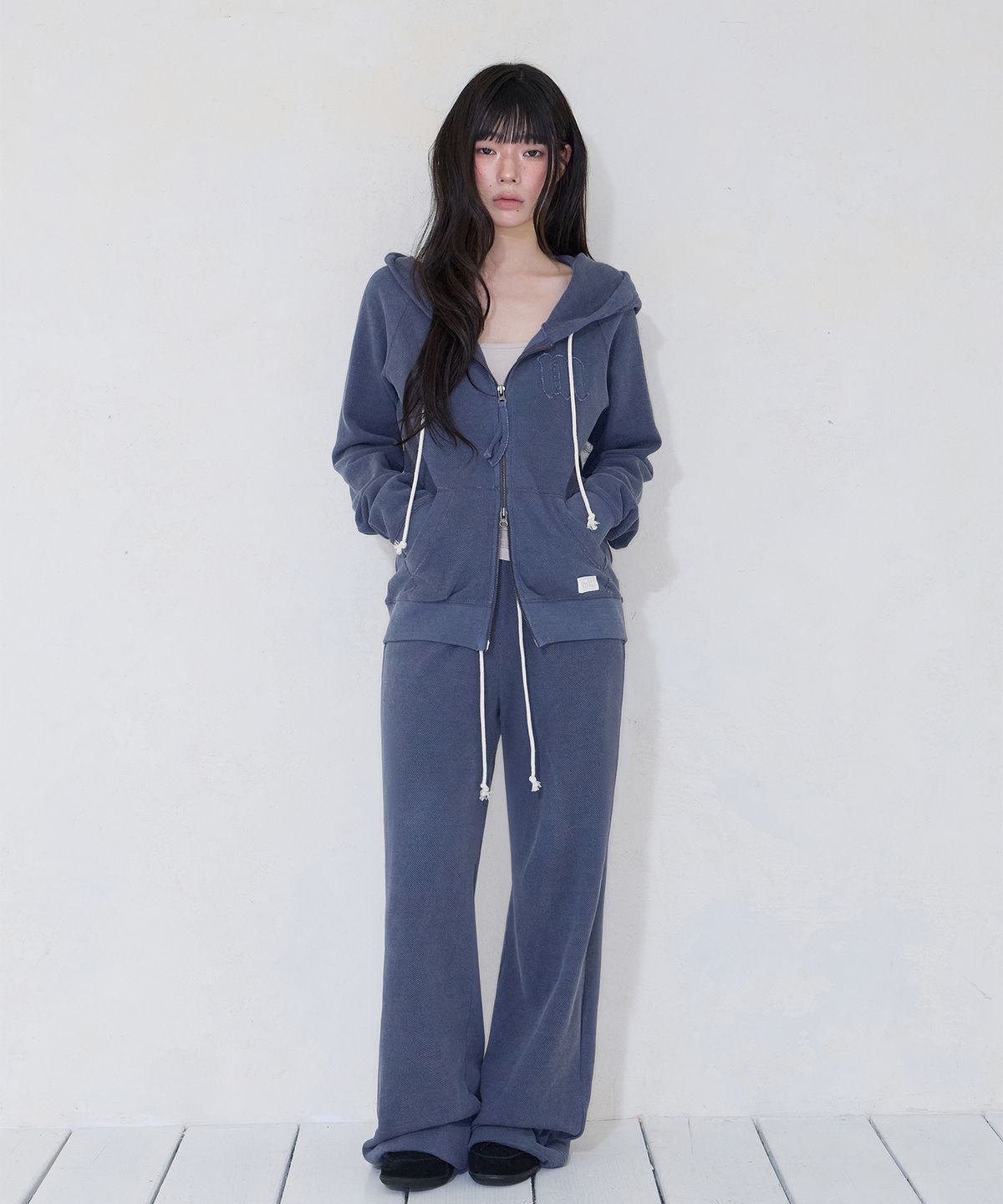 미레코(MIRECO) FADED PIGMENT HOOD ZIP-UP VINTAGE NAVY