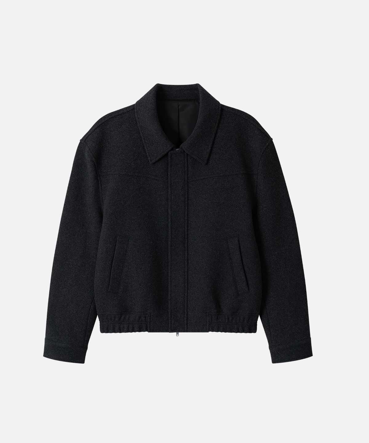 드로우핏(DRAW FIT) 울 블렌드 카라 블루종 자켓 [M.CHARCOAL]