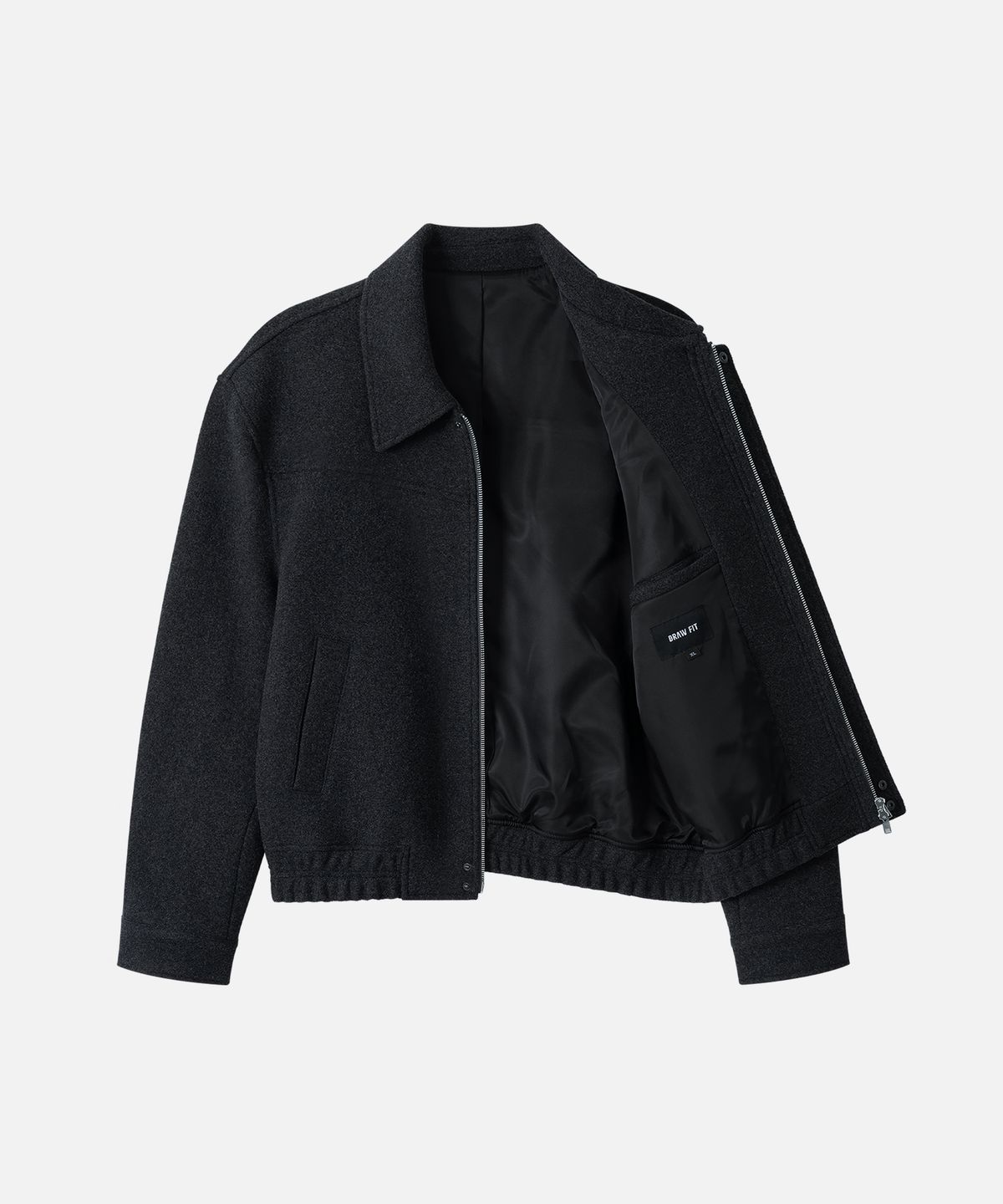 드로우핏(DRAW FIT) 울 블렌드 카라 블루종 자켓 [M.CHARCOAL]