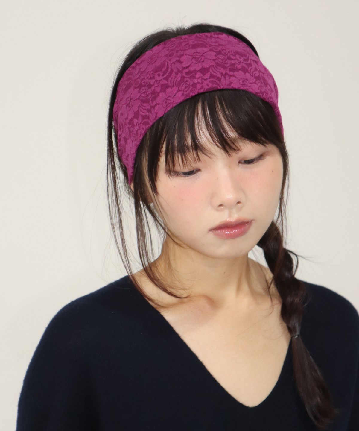 지지(GEEGEE) flower lace hair band - magenta