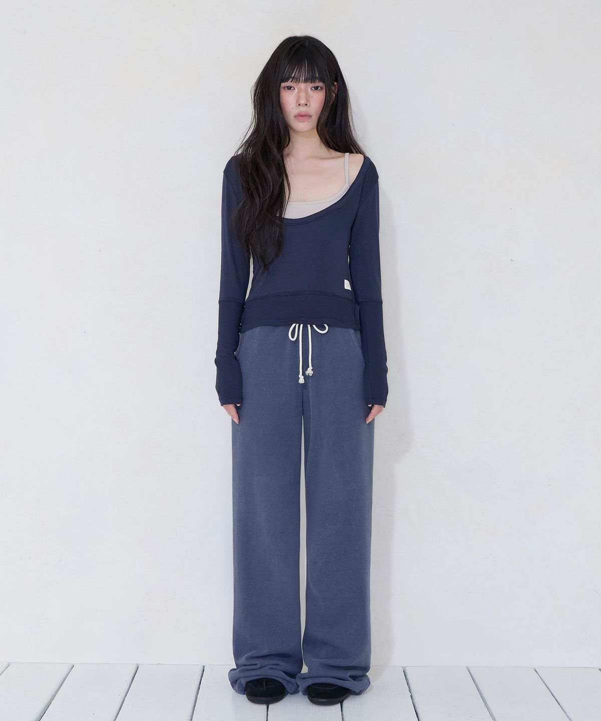 미레코(MIRECO) FADED PIGMENT SWEAT PT VINTAGE NAVY